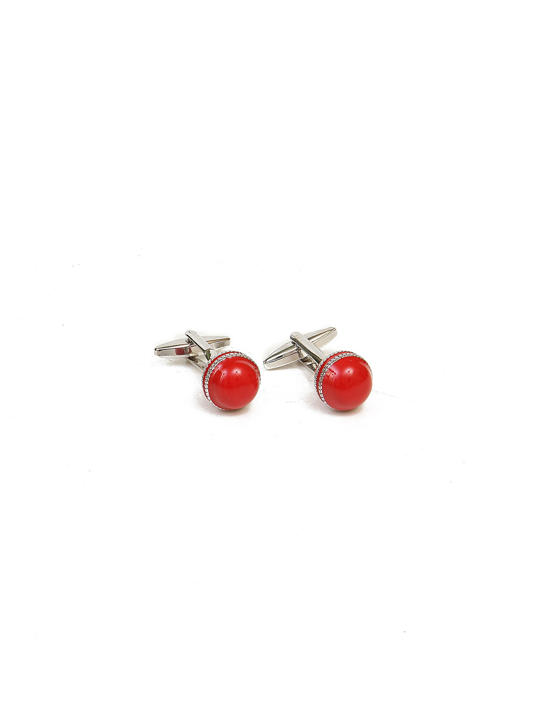 Calvadoss Silver-Toned & Red Solid Premium Cufflink