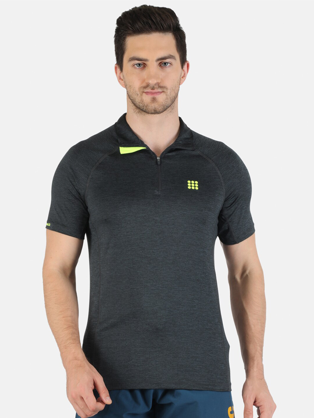 rock.it Men Grey Polo Collar T-shirt