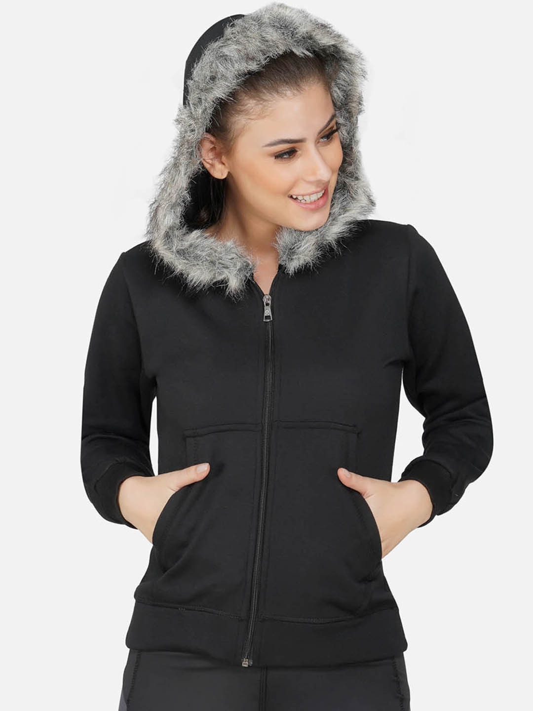 NEU LOOK FASHION Women Black Fleece Sweatshirt
