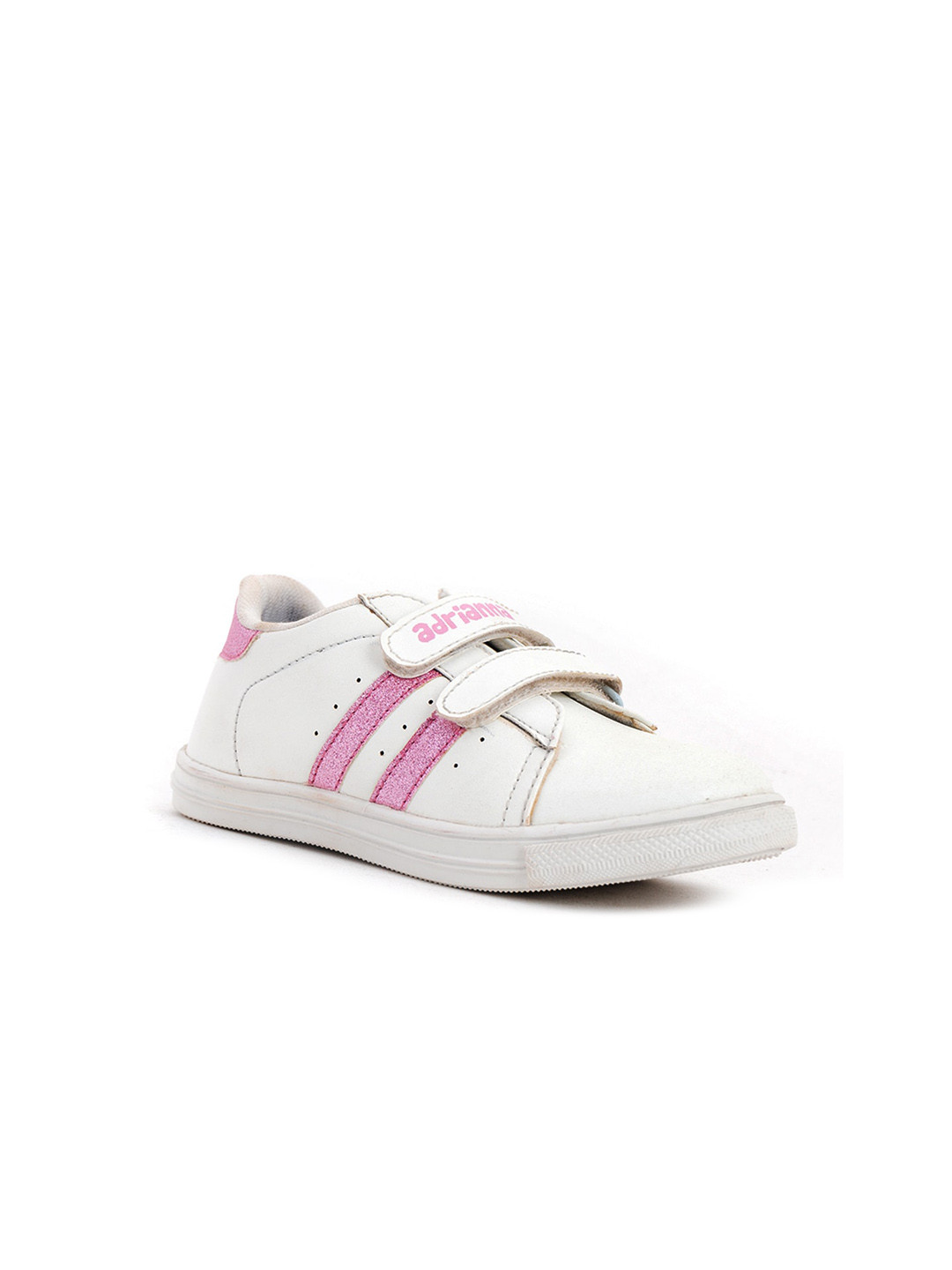 Khadims Girls White & Pink Striped Sneakers