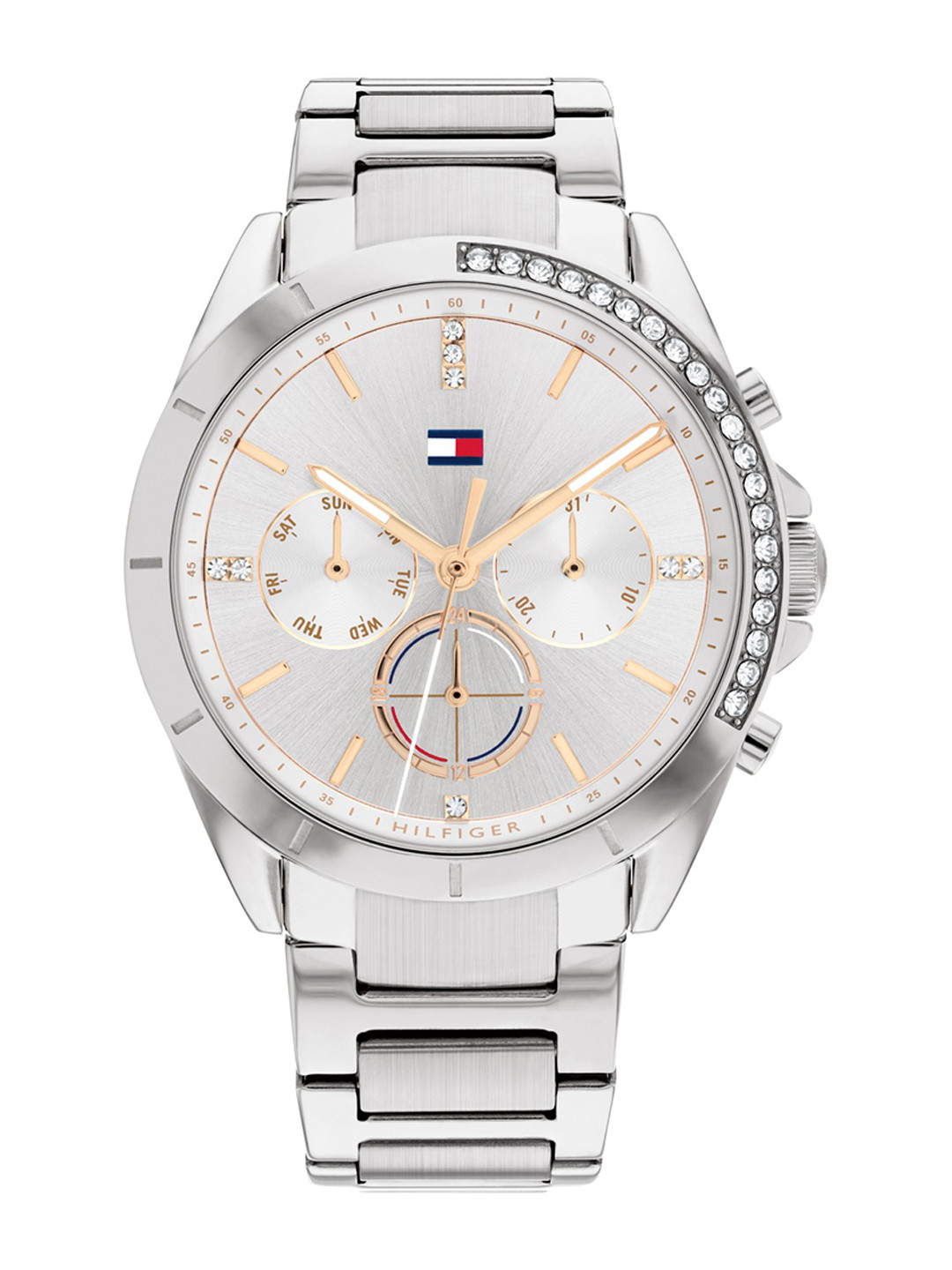 Tommy Hilfiger Women Silver-Toned Dial & Silver Toned Stainless Steel Bracelet Style Straps Analogue Multi Watch