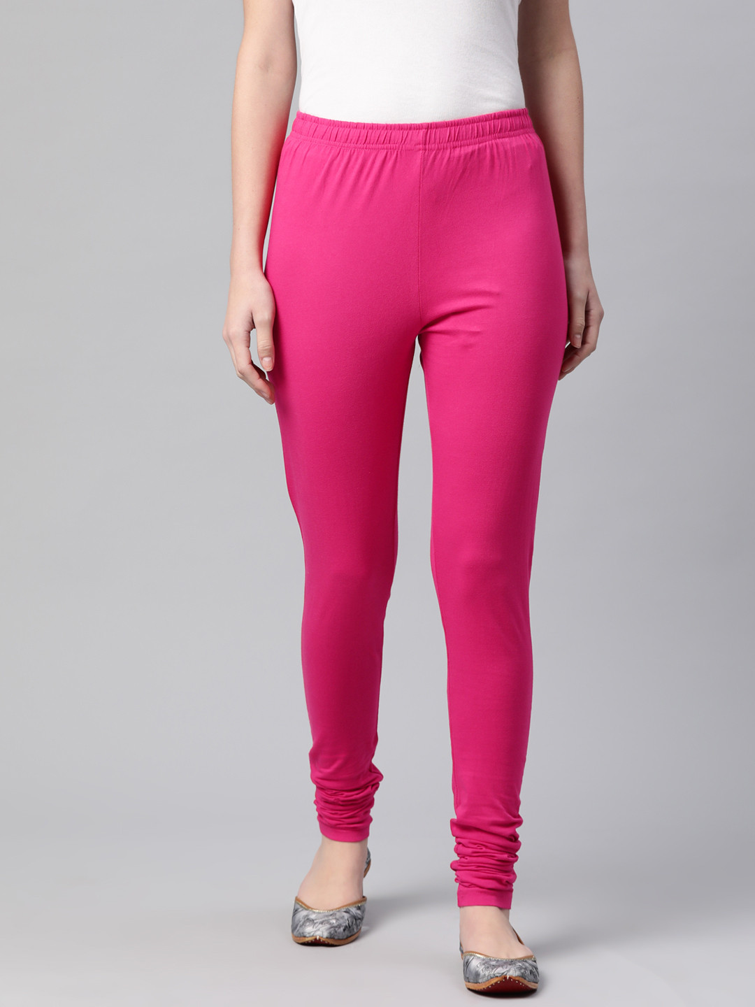 Rangriti Women Pink Knitted Solid Pure Cotton Churidar