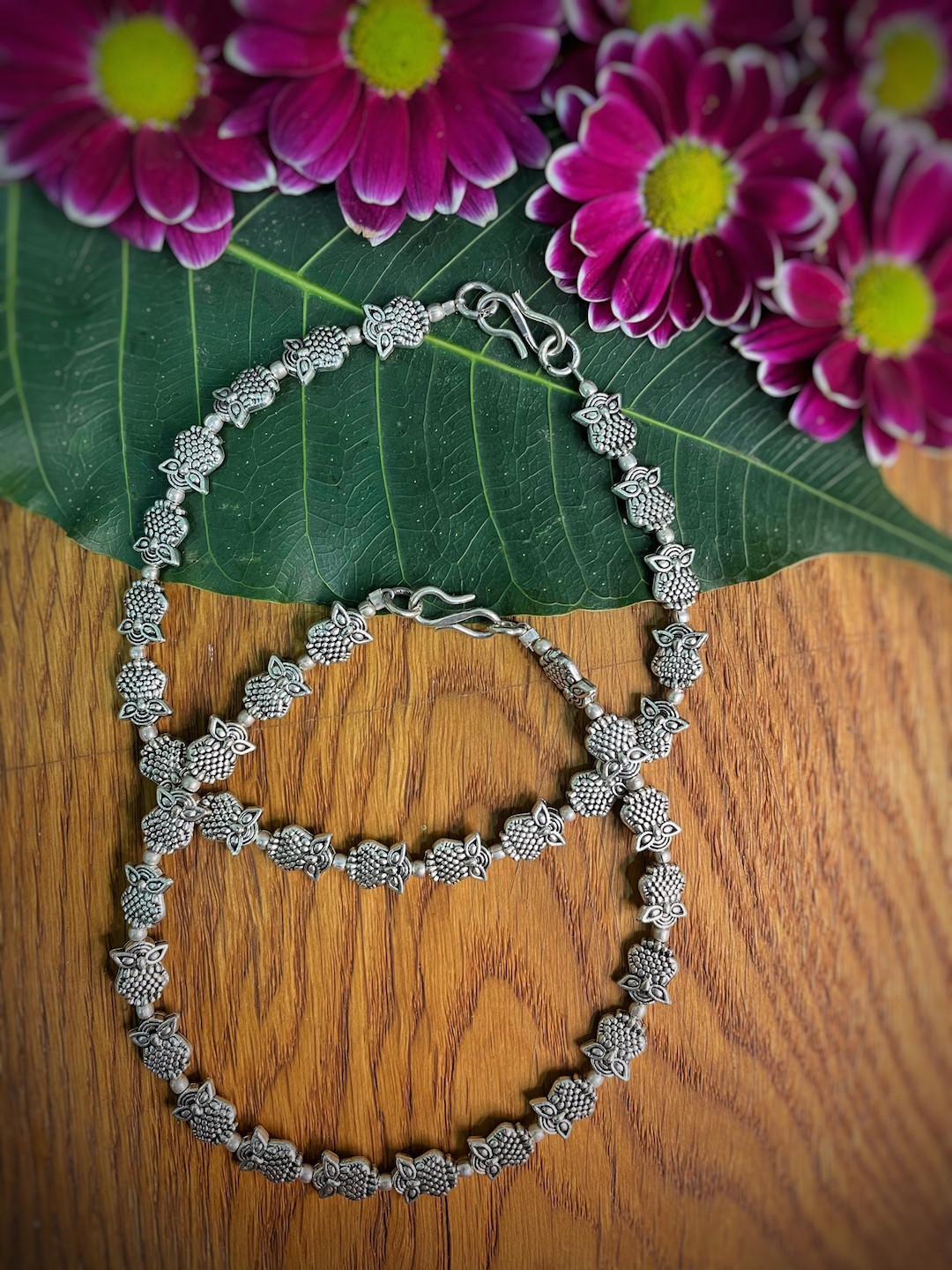 Digital Dress Room Women Oxidised Silver Anklets Owl Anklet