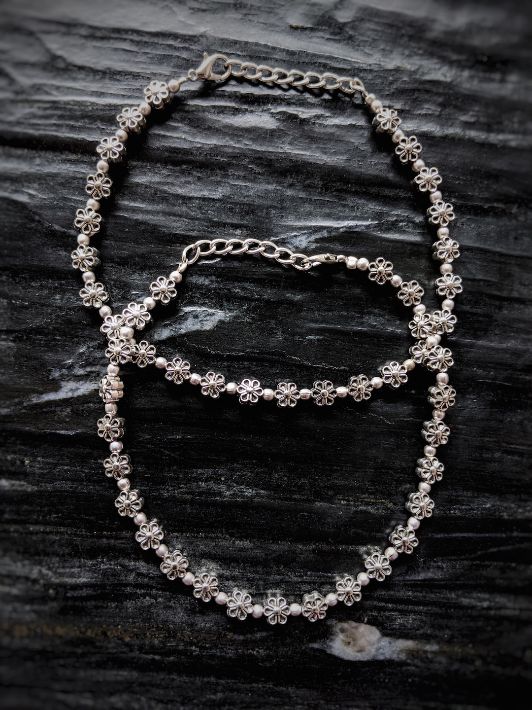 Digital Dress Room Silver-Plated Oxidised German Silver Anklets