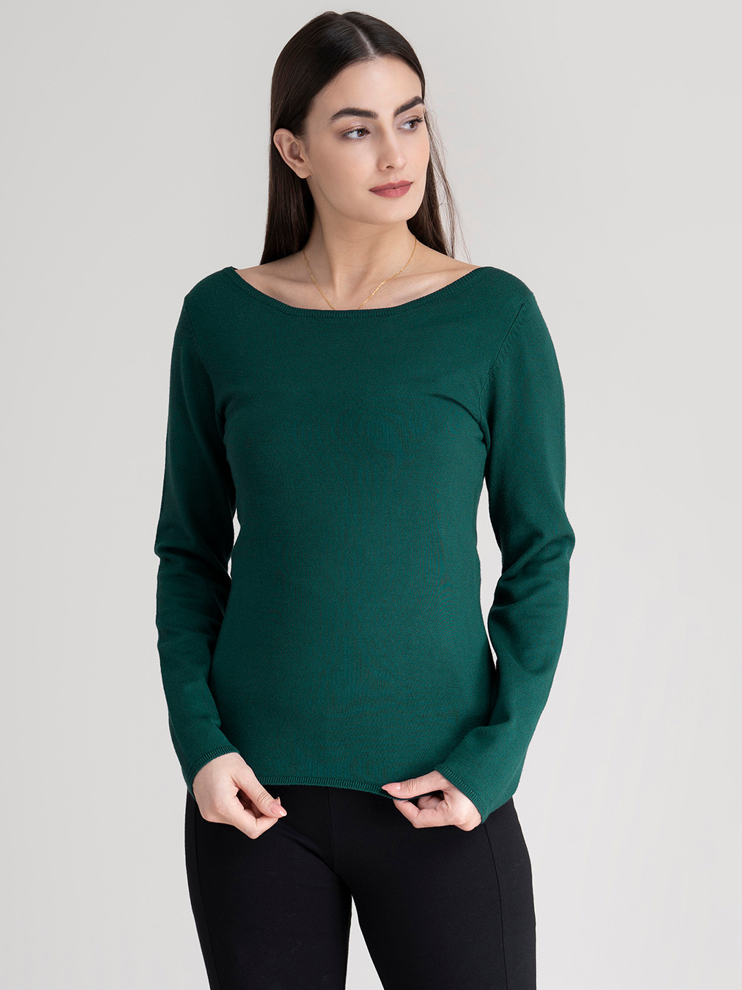 FableStreet Women Green Pullover