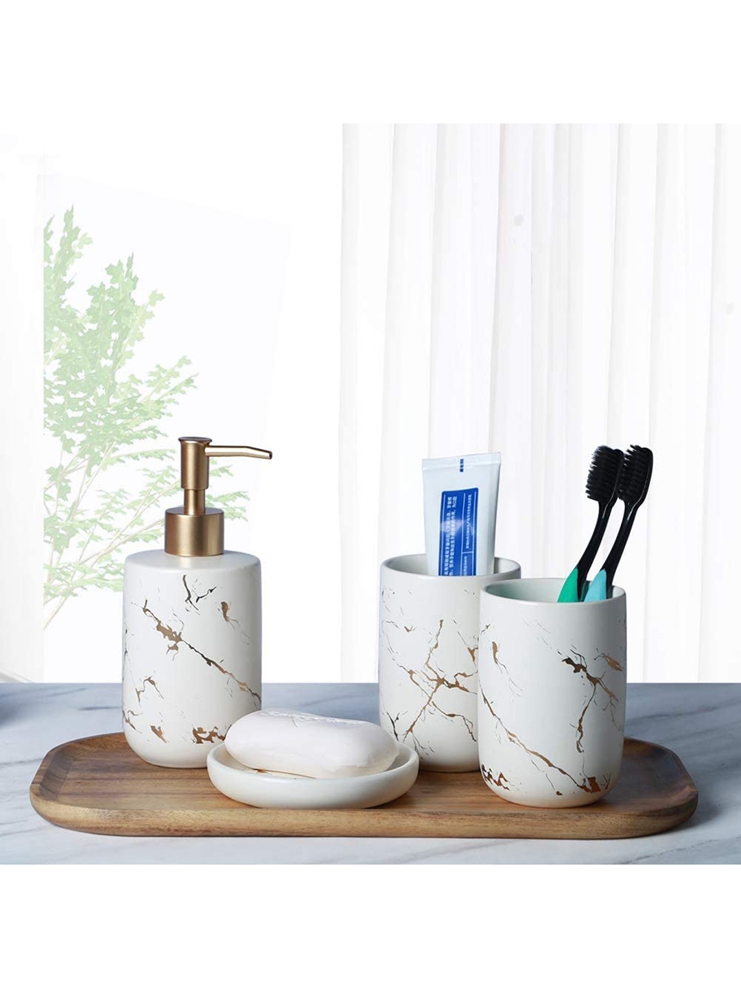 FabSeasons White 4 Pieces Bathroom Accessories Sets