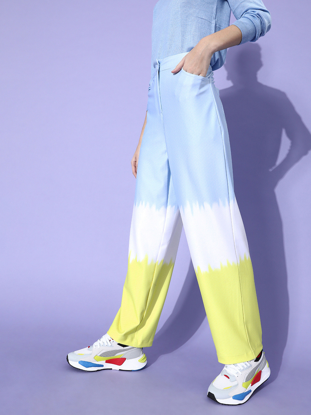 Athena Women Stunning Blue Tie and Dye Printed Trousers