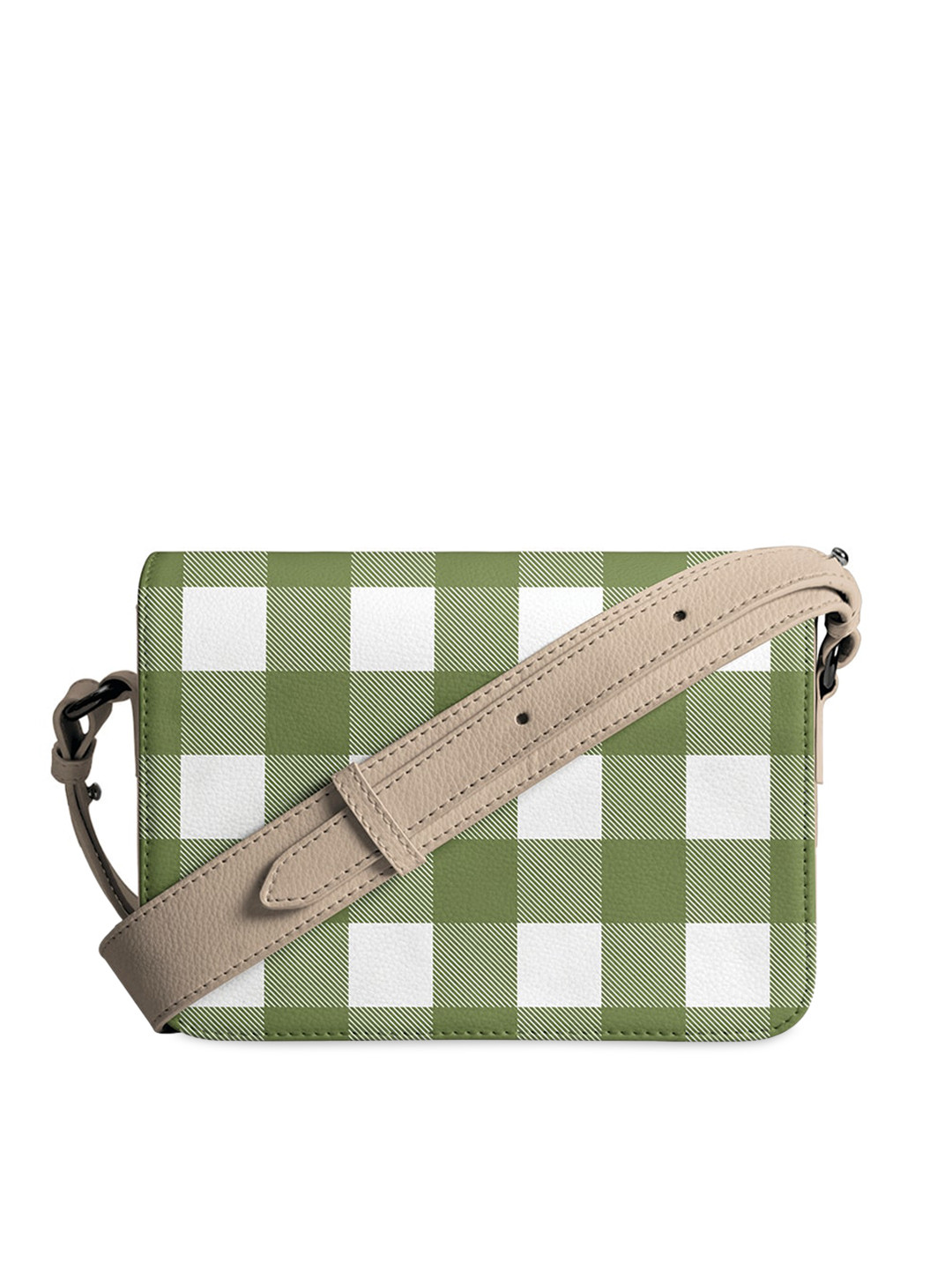 DailyObjects Green Checked Structured Sling Bag
