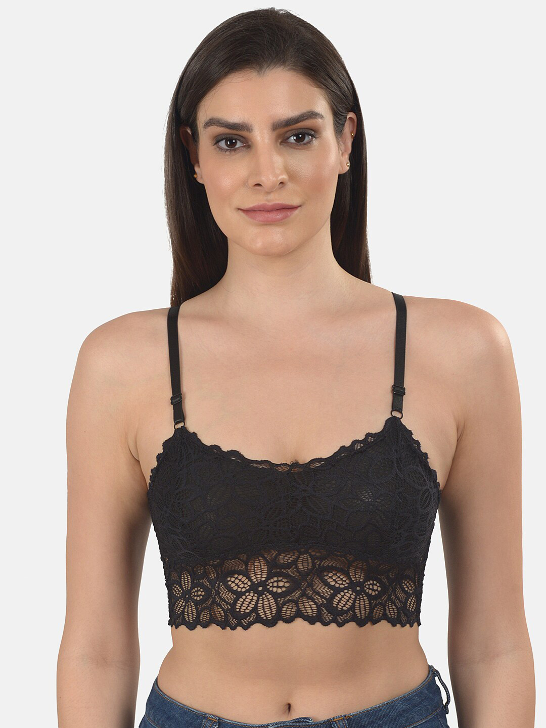 mod & shy Black Floral Lightly Padded Bralette Bra