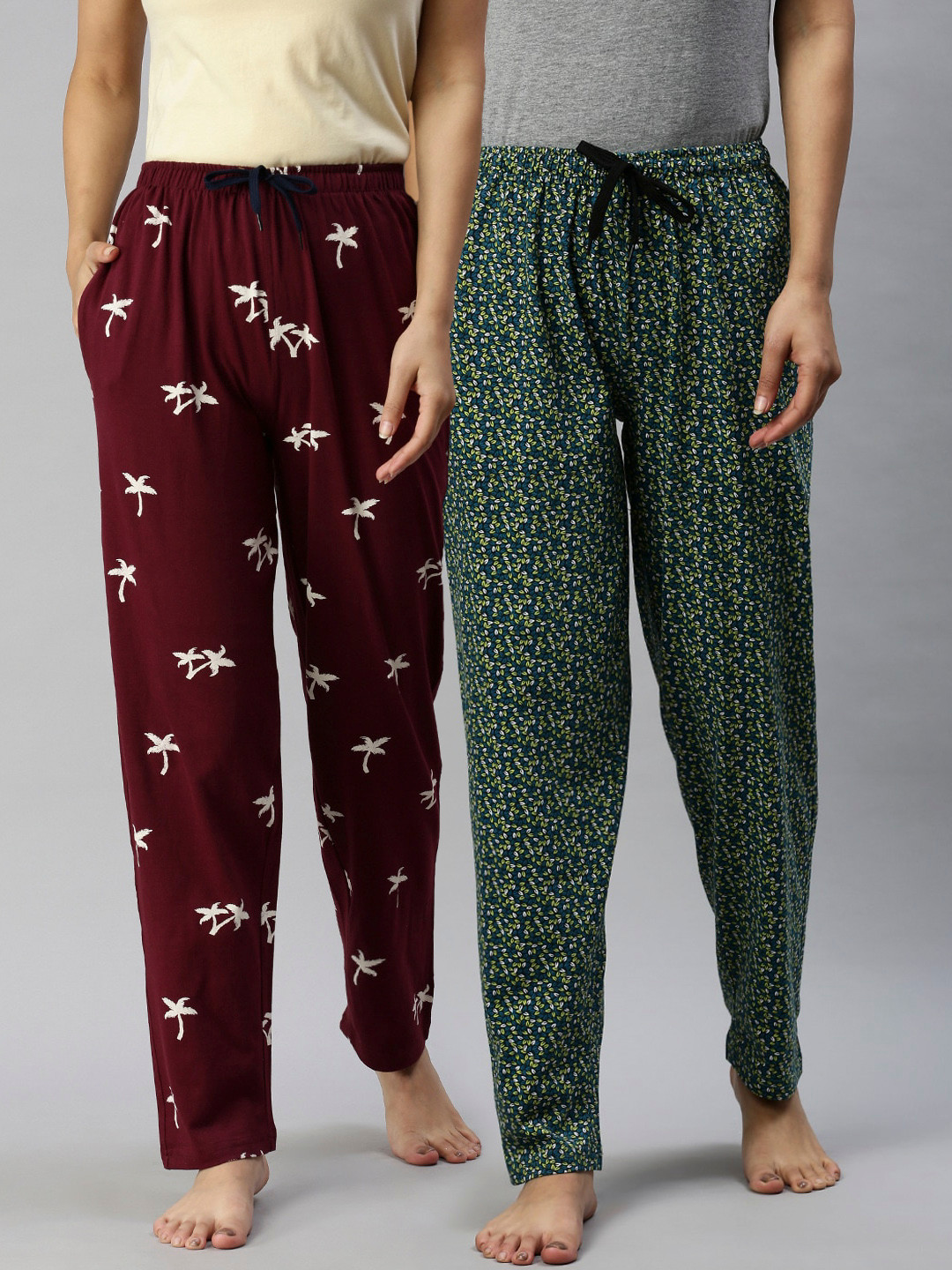 Kryptic Women Pack Of 2 Printed Pure Cotton Lounge Pants