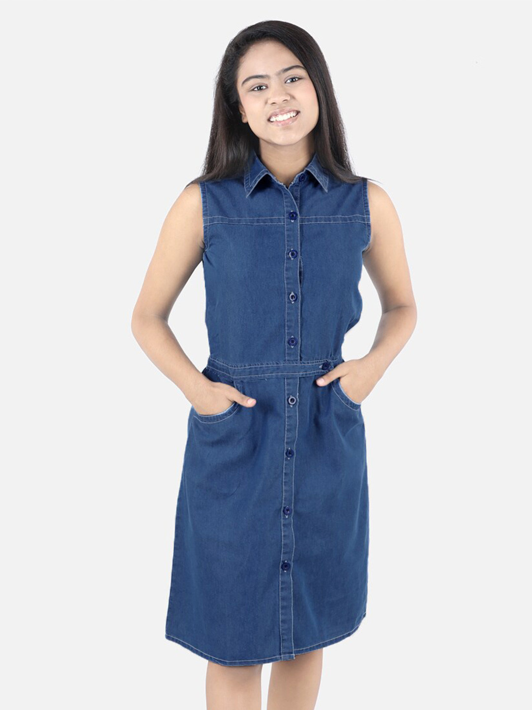 StyleStone Blue Denim Shirt Dress