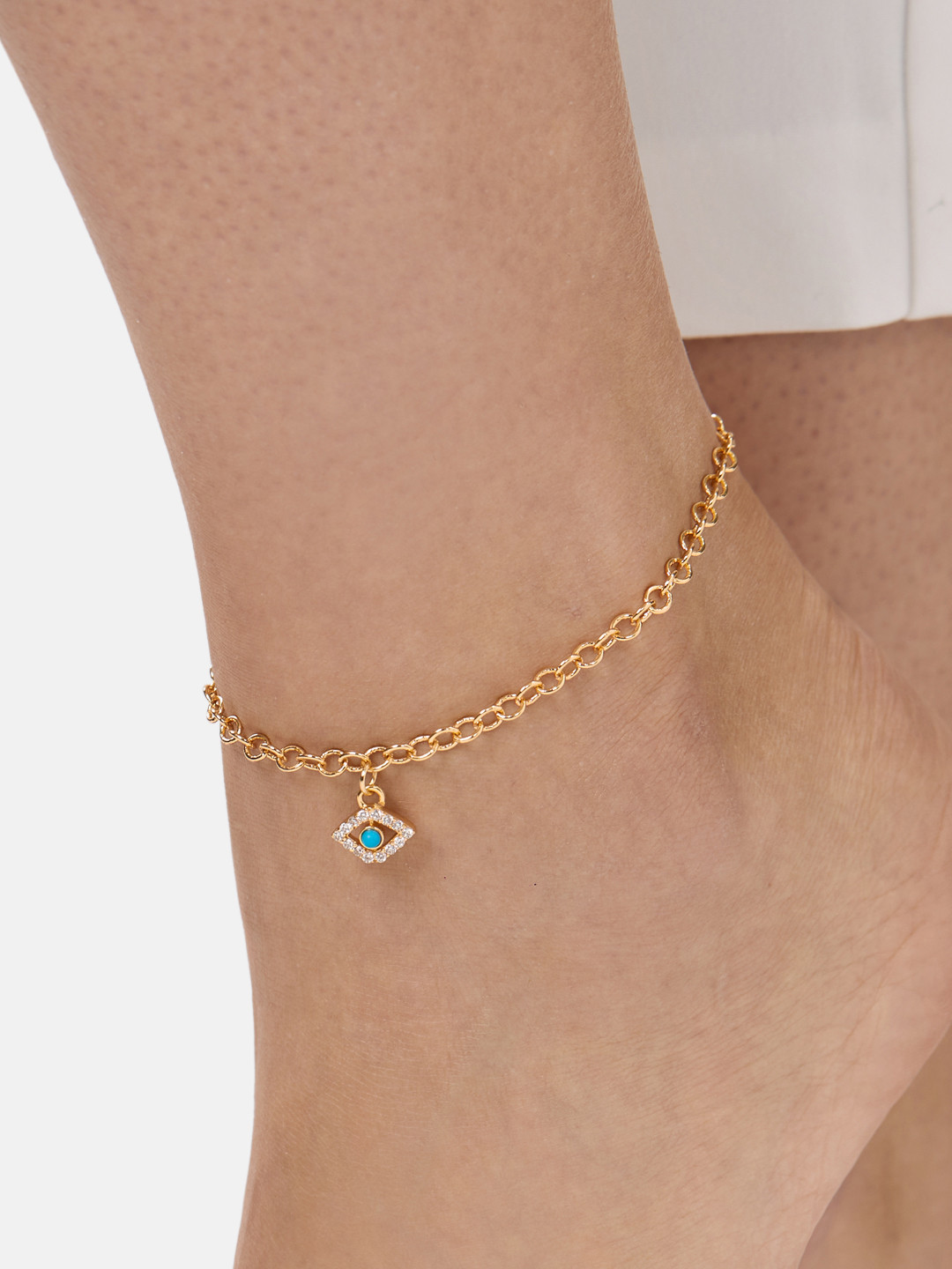 MINUTIAE Women Gold Toned & Blue Charm Anklet