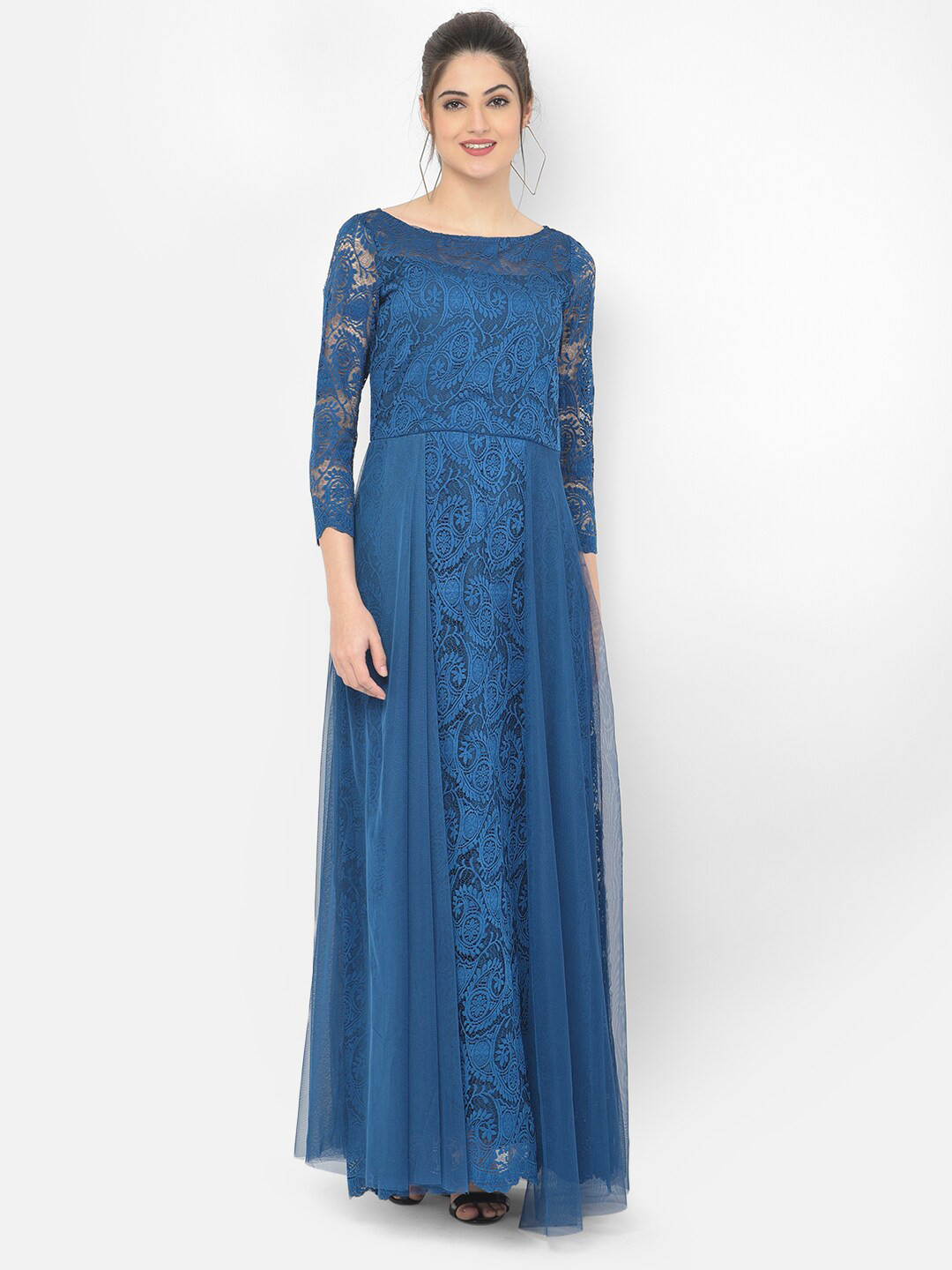 Eavan Teal Lace Maxi Dress