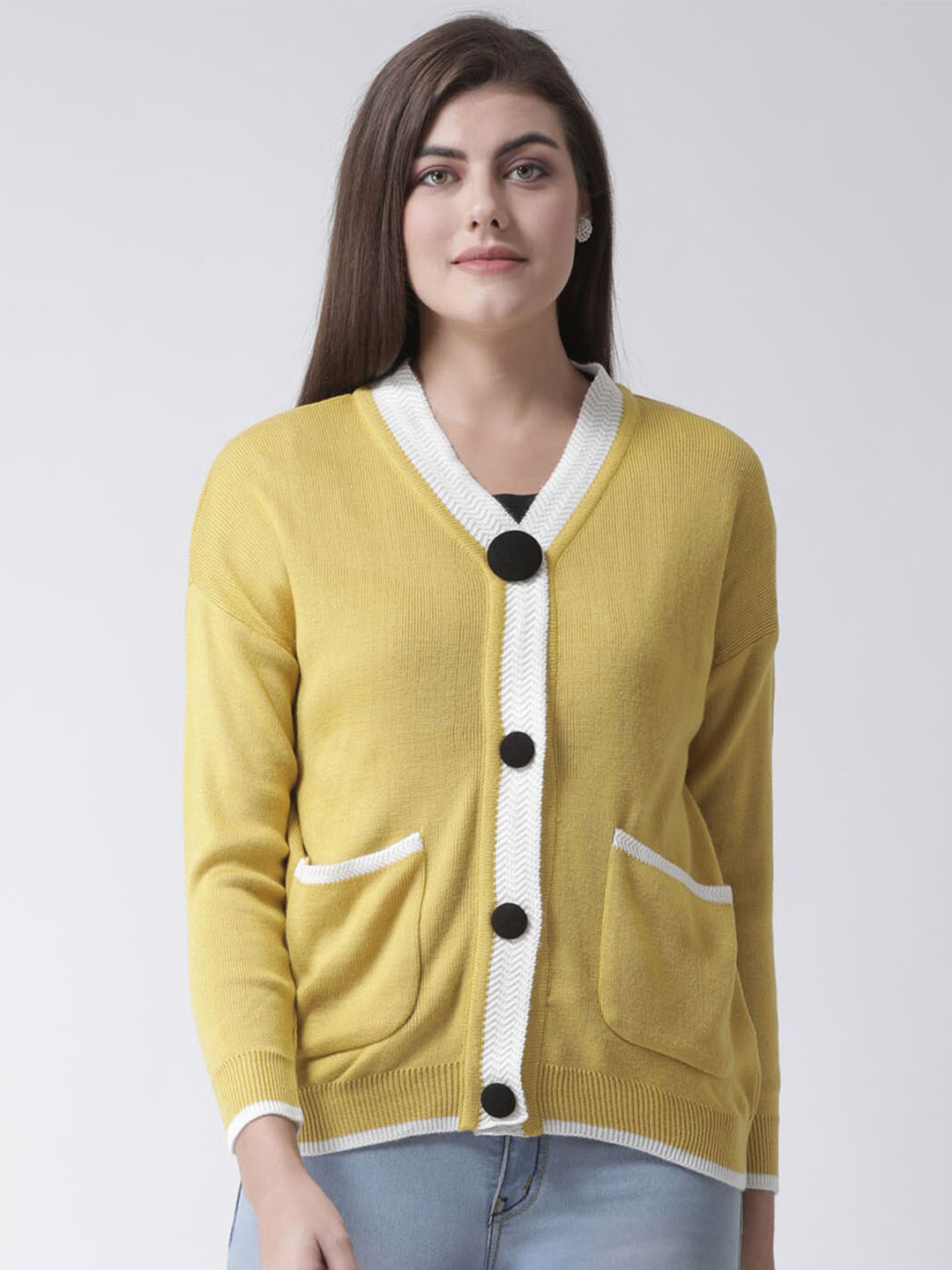 Club York Women Yellow Cardigan Sweater