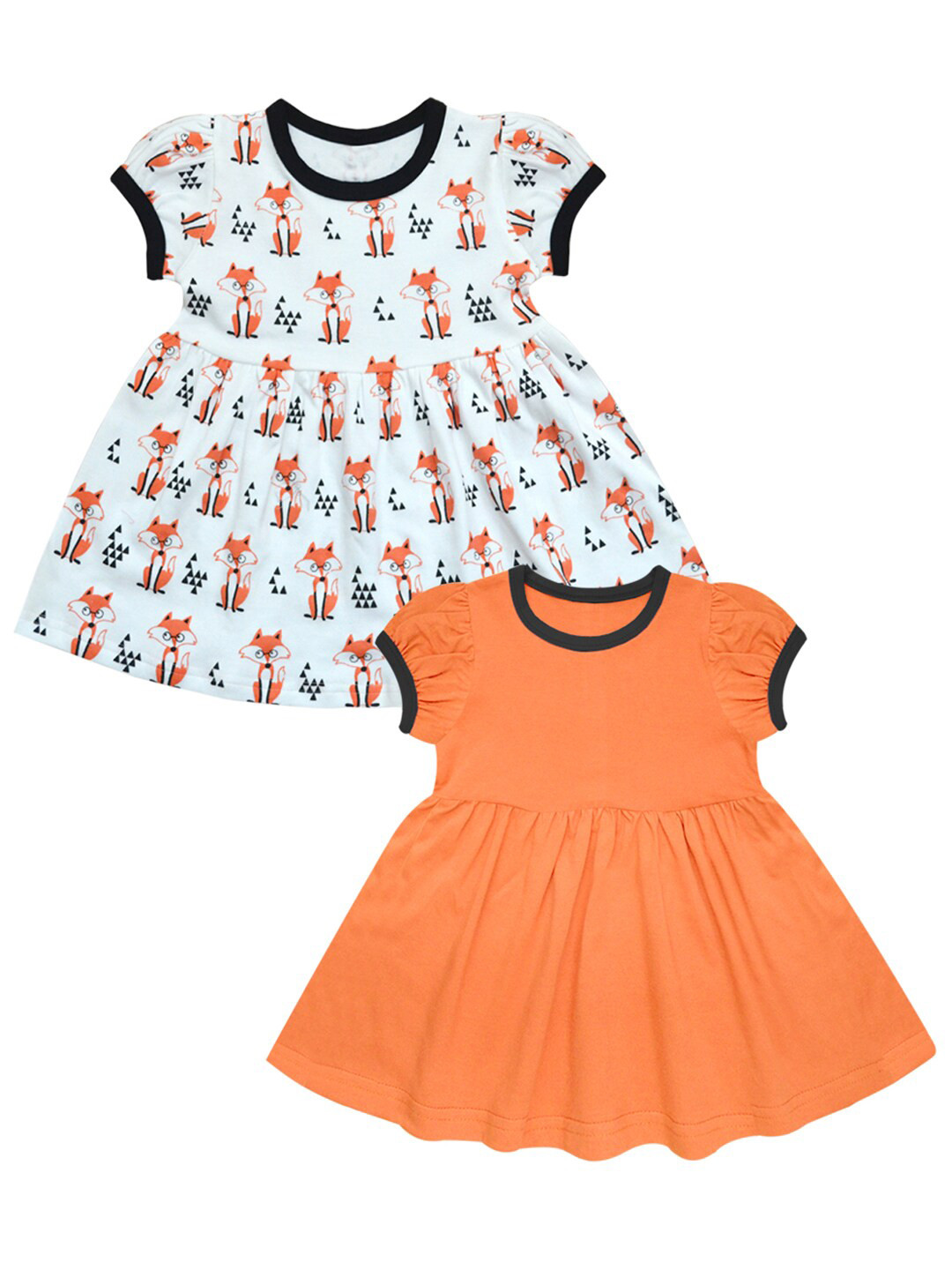 A T U N Pack Of 2 Orange & White A-Line Dress