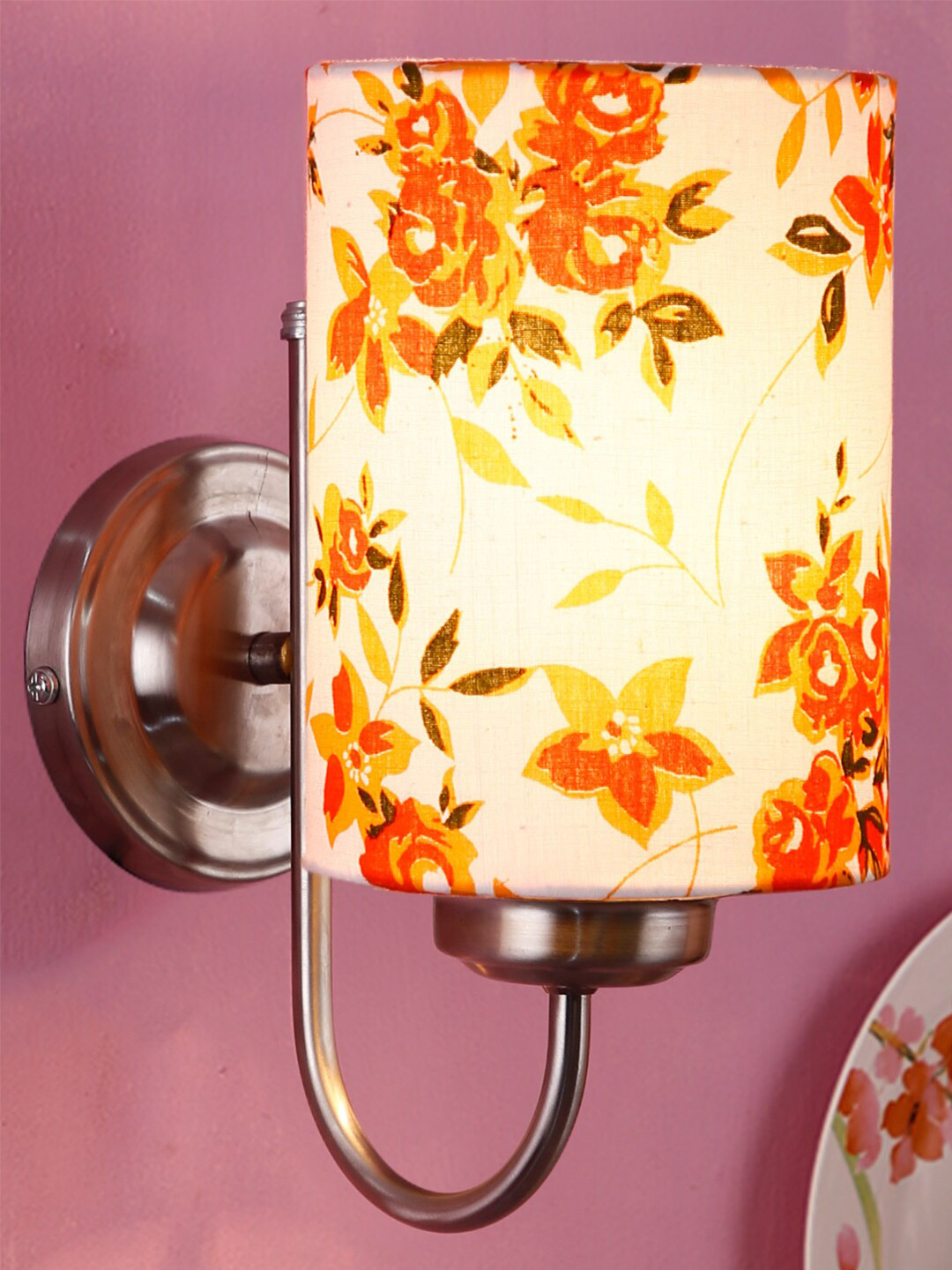 Devansh Multicolor cotton wall mounted lamp with Steel Base