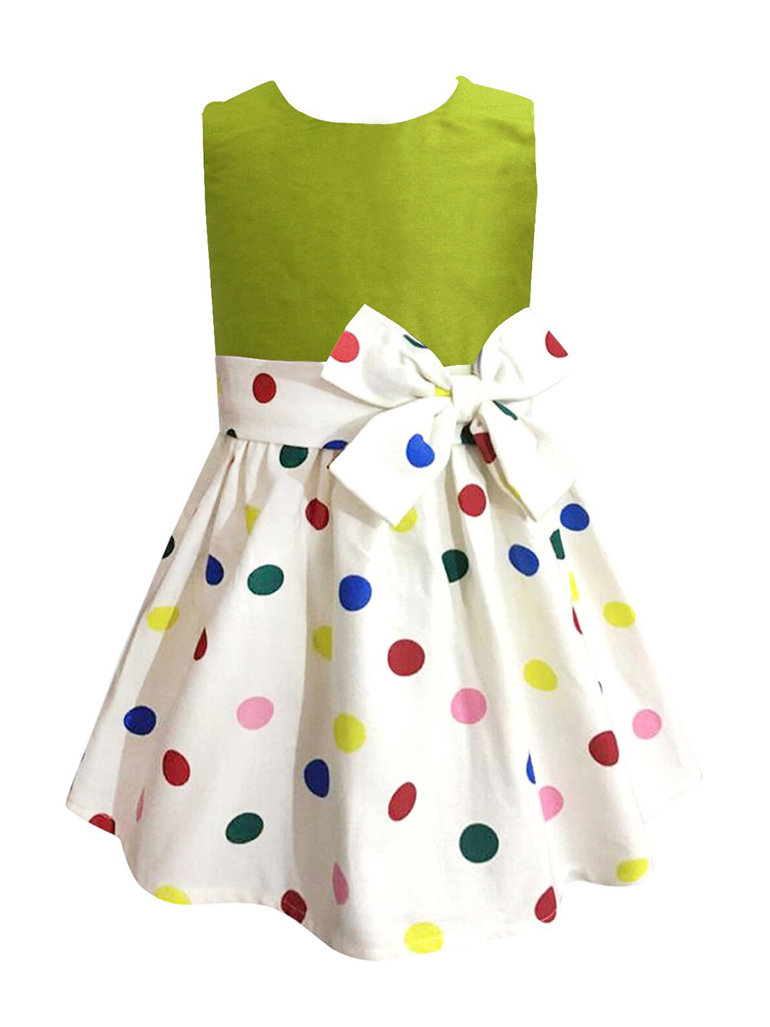 A T U N Green & Off White  Printed Dress