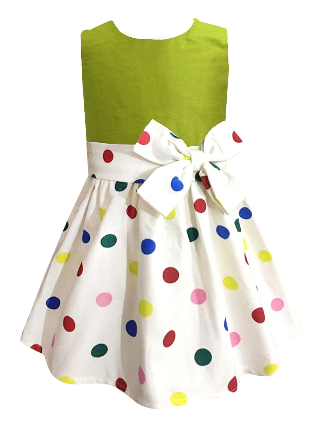 A T U N Lime Green & White Dress