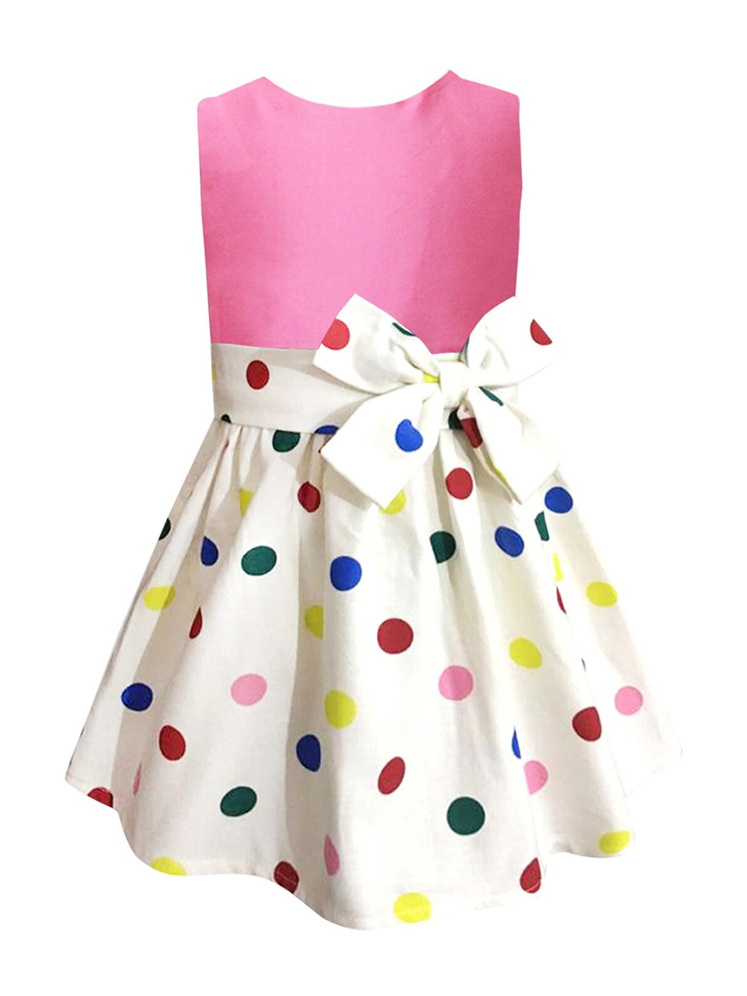 A T U N Pink & White Polka Dot Dress
