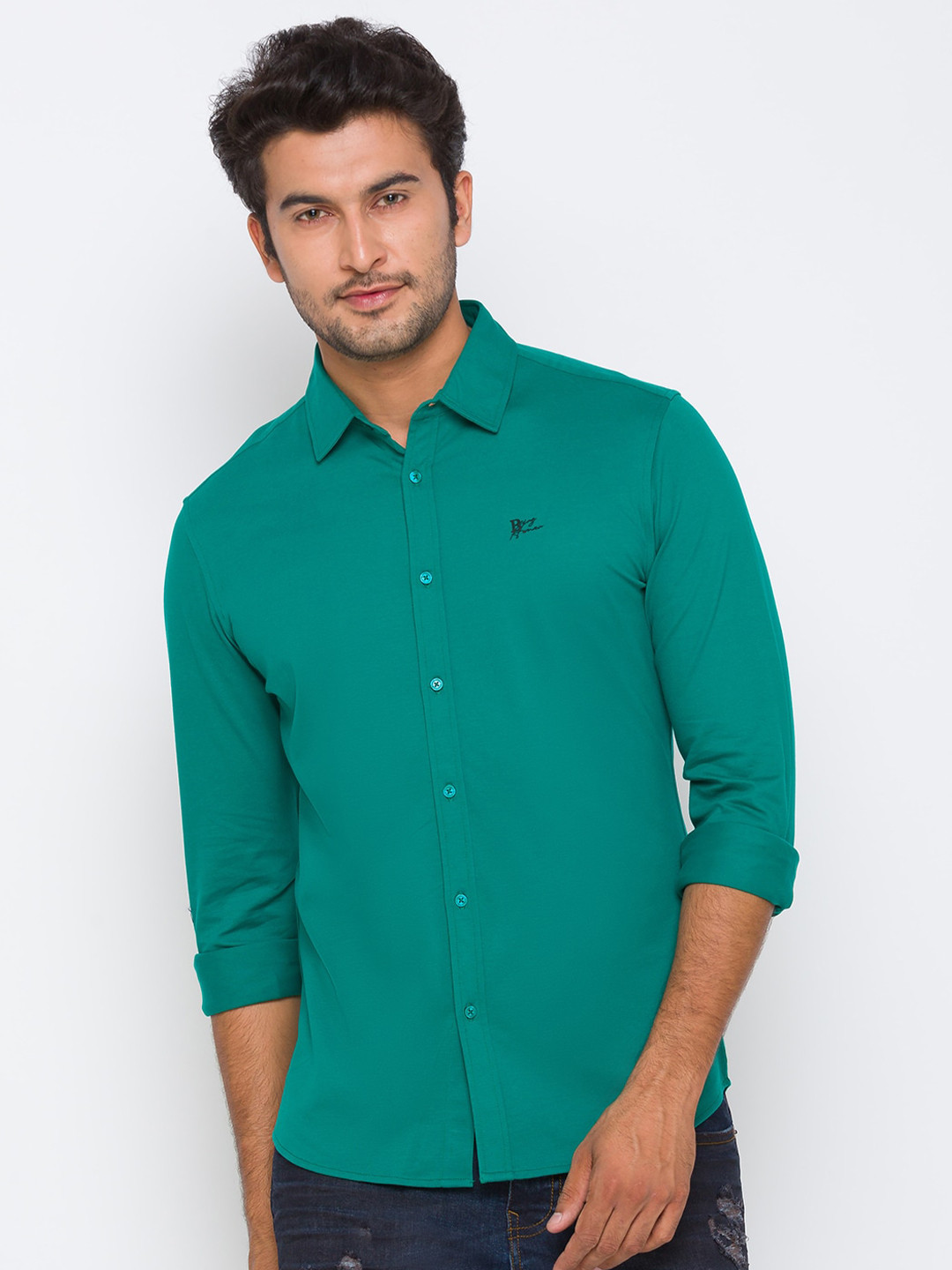 Being Human Men Green Slim Fit Opaque Casual Shirt