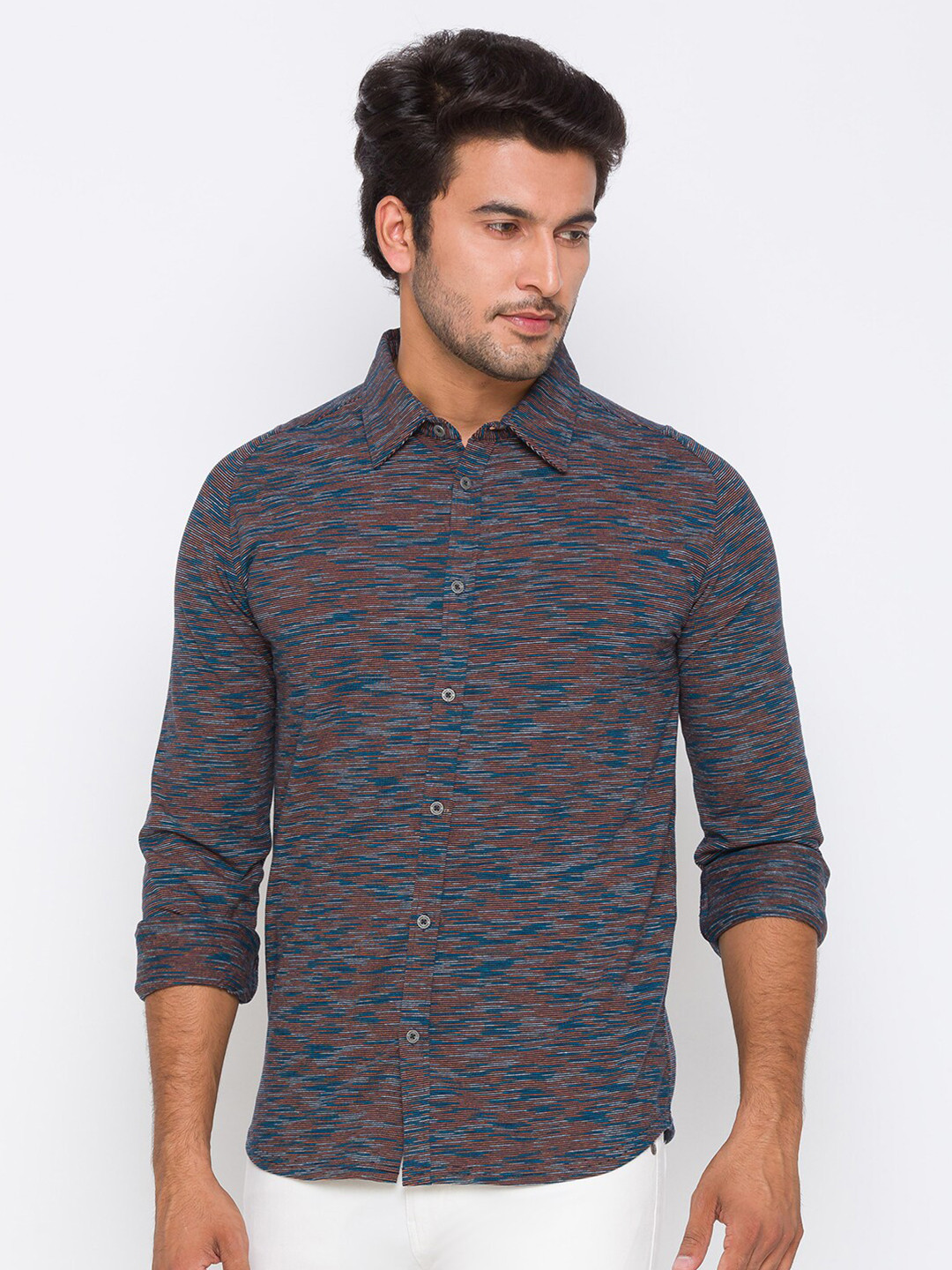 Being Human Men Brown Slim Fit Opaque Printed Formal Shirt