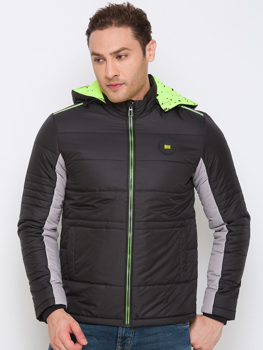 Being Human Men Black Colourblocked Lightweight Padded Jacket