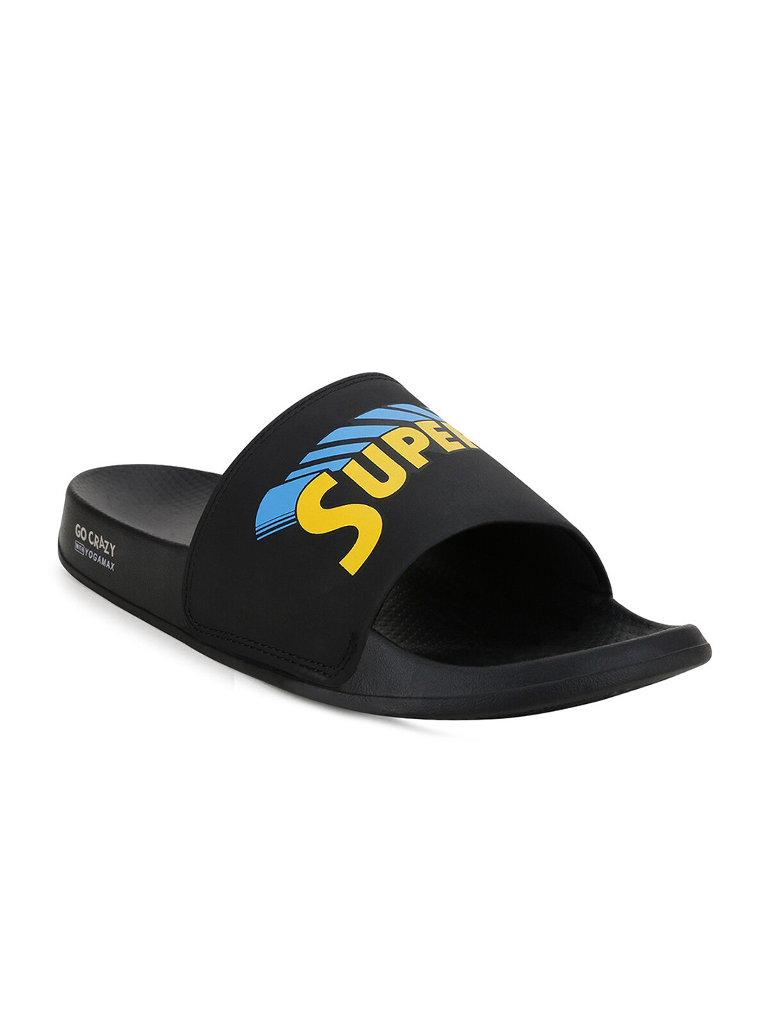 Campus Men JL-004 Black & Yellow Printed Sliders