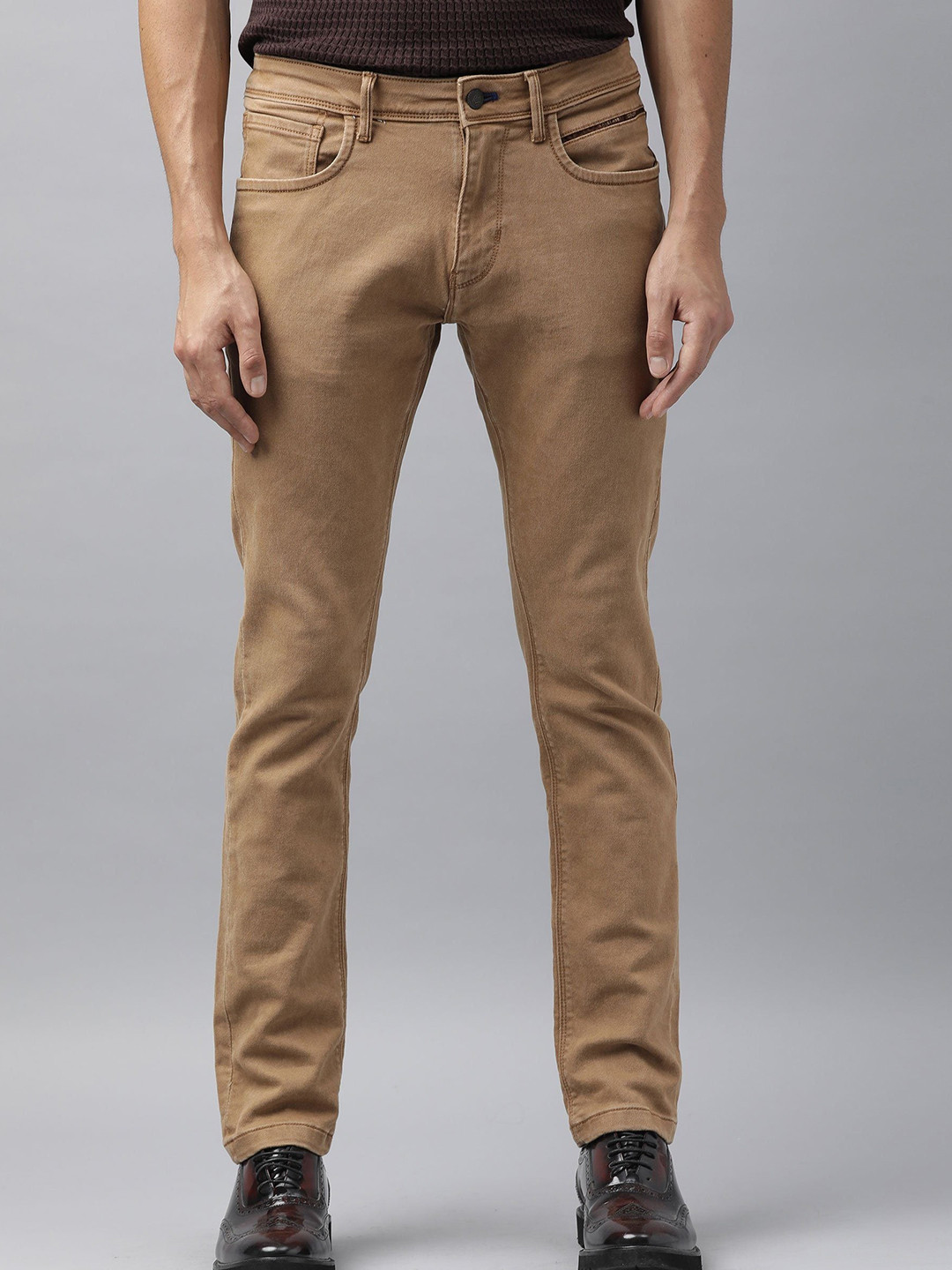 RARE RABBIT Men Jordon Regular Fit Brown Jeans