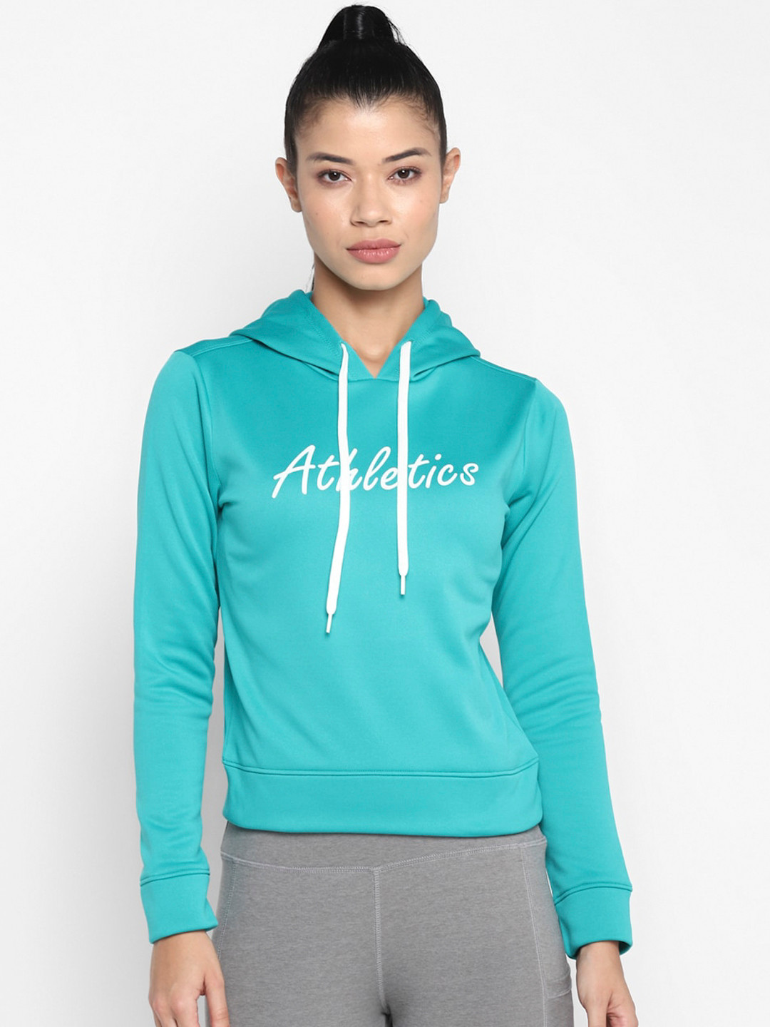 OFF LIMITS Women Sea Green Printed Hooded Sweatshirt