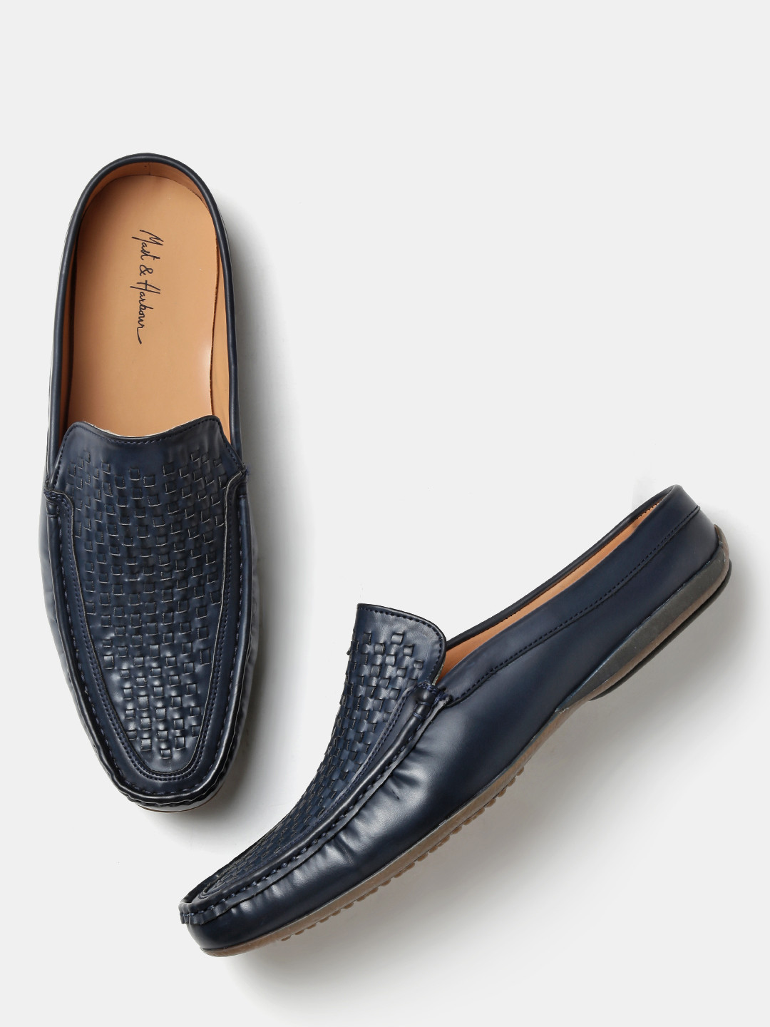 Mast & Harbour Men Navy Basketweave Loafers