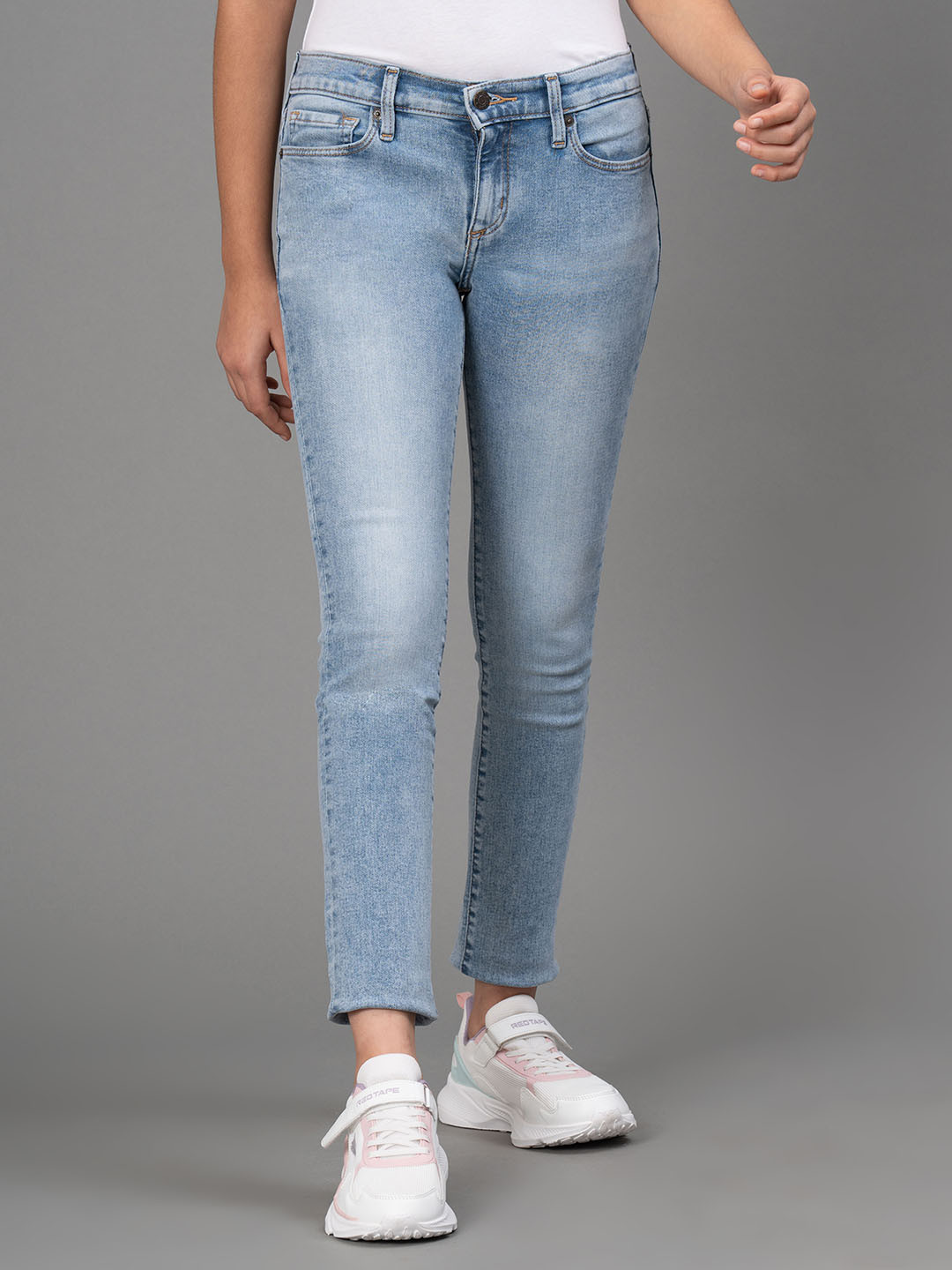 Mode by Red Tape Girls Blue Skinny Fit Heavy Fade Jeans