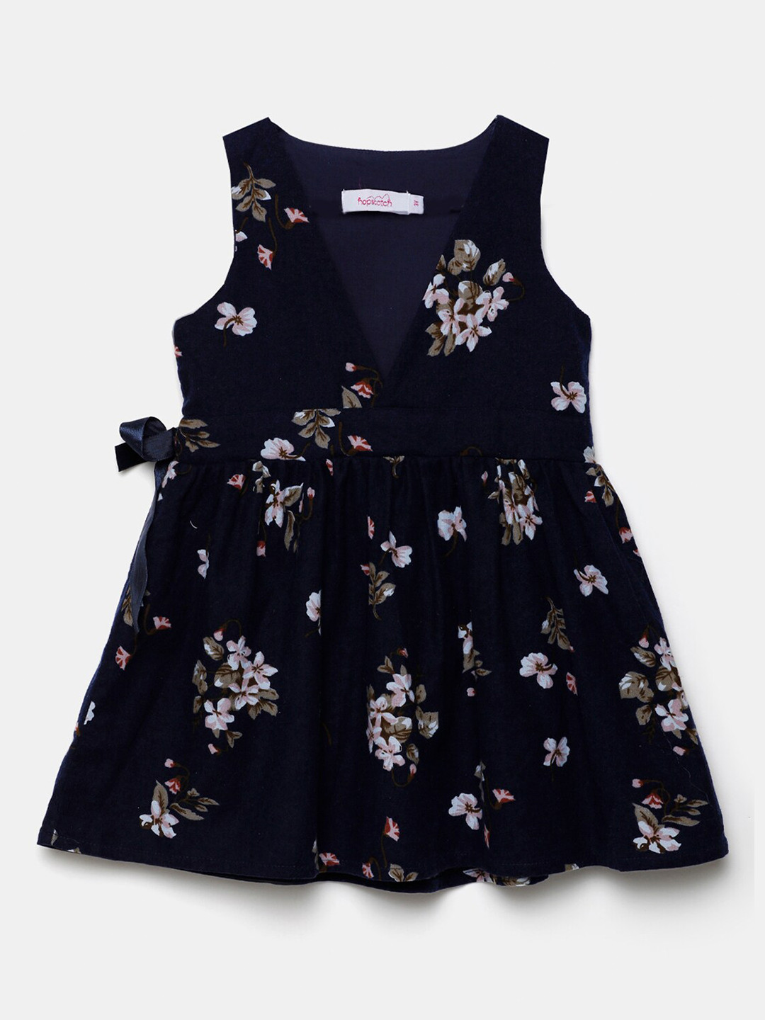 Hopscotch Navy Blue & Off White Floral Dress