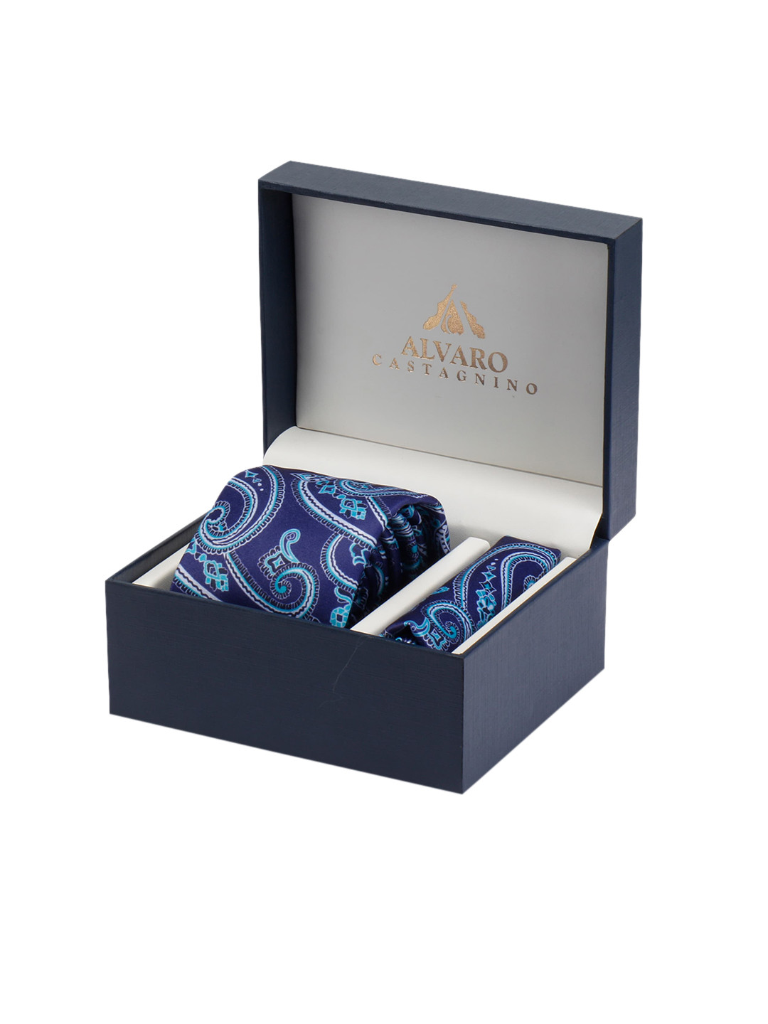 Alvaro Castagnino Men Blue & White Digital Printed Accessory Gift Set