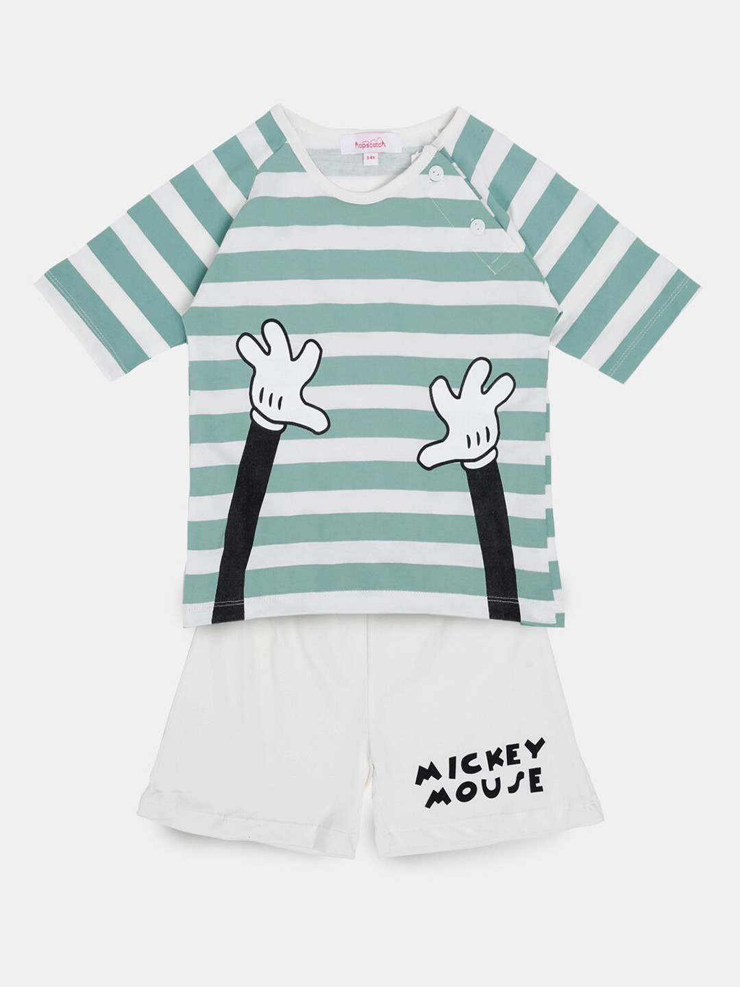 Hopscotch Boys Blue & White Striped T-shirt with Shorts