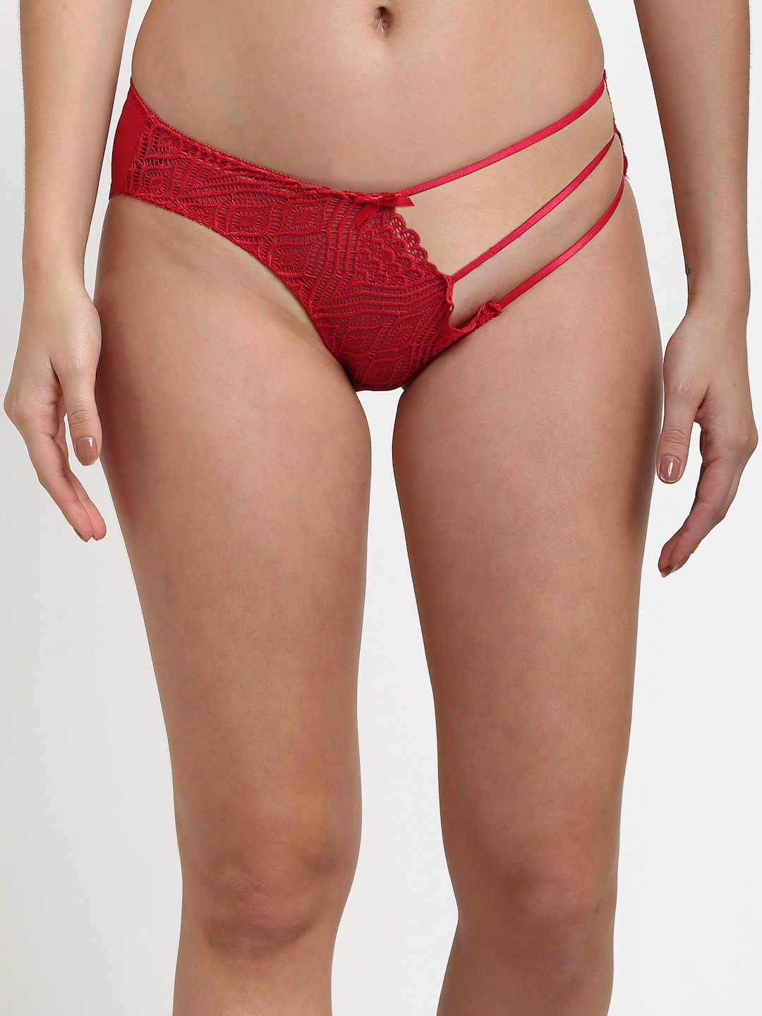 MAKCLAN Women Red Self-Design Bikini Briefs K1402PRS