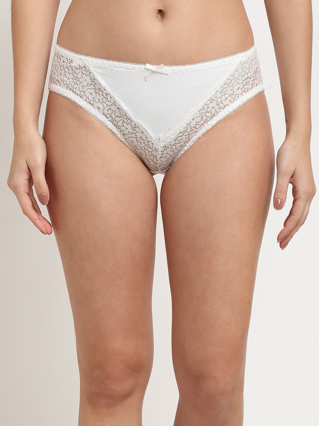 MAKCLAN Women White Self-Design Bikini Brief K1407PWX