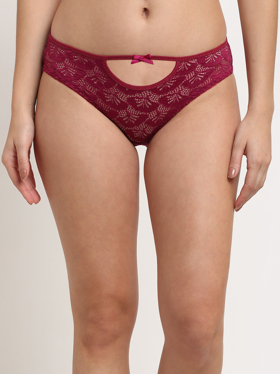 MAKCLAN Women Maroon Self-Design Bikini Brief K1406PMX