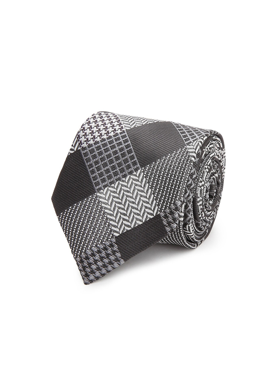 Tossido Men Grey Checked Broad Tie