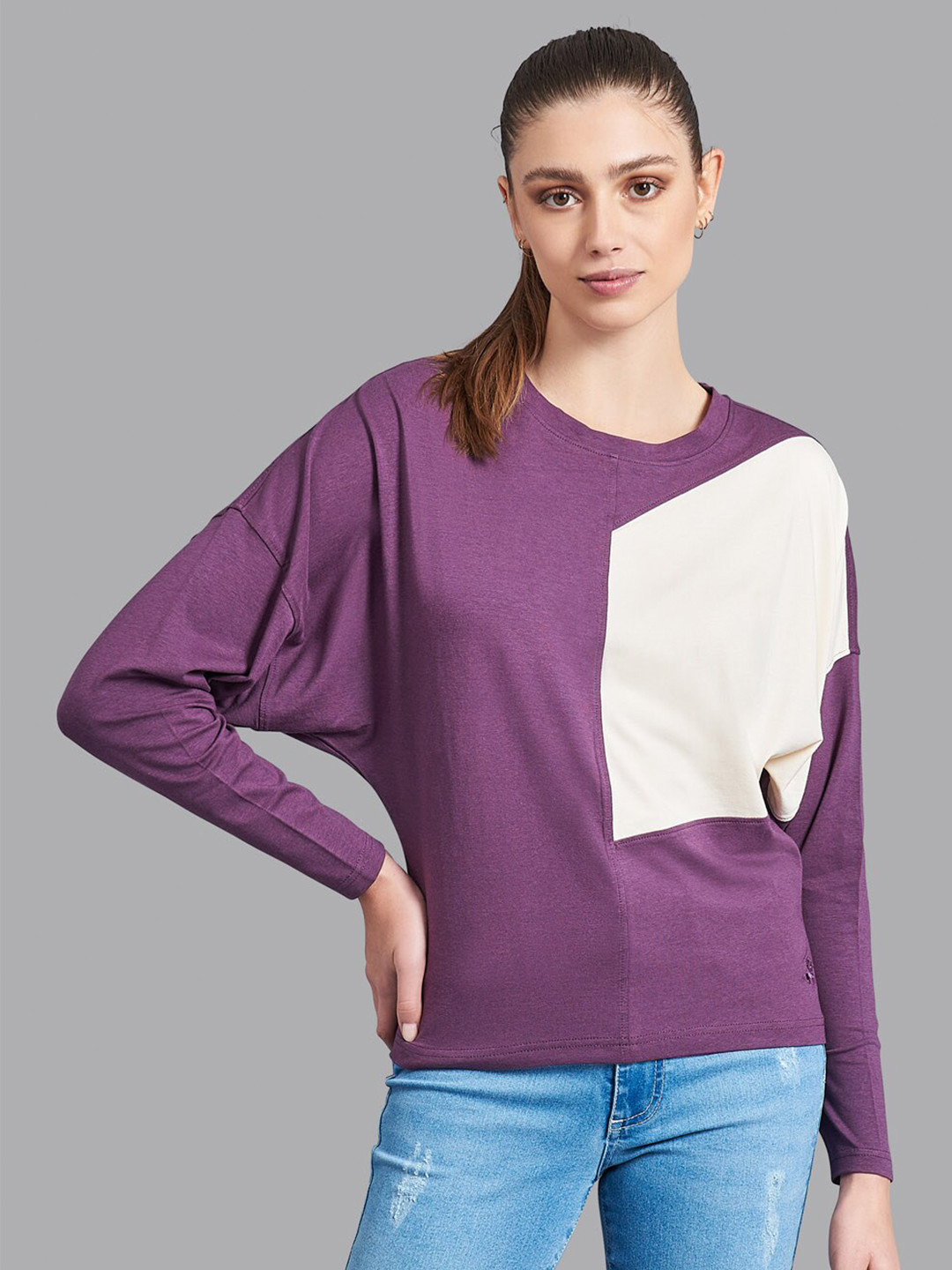 Beverly Hills Polo Club Women Purple Colourblocked Batwing Tops