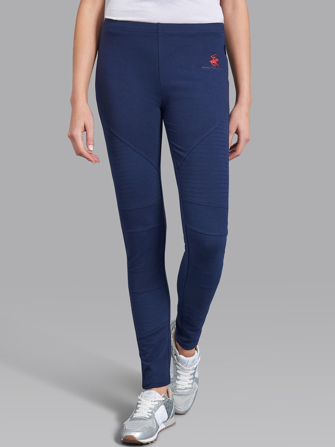 Beverly Hills Polo Club Women Navy Blue Solid Leggings