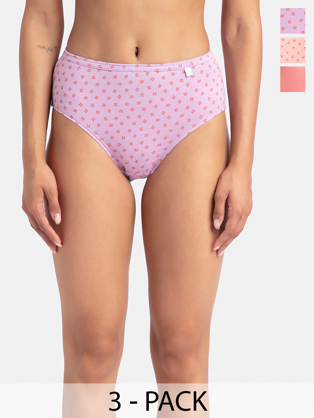 Jockey Women Pack of 3 Printed Assorted Hipster Briefs 1406-0310