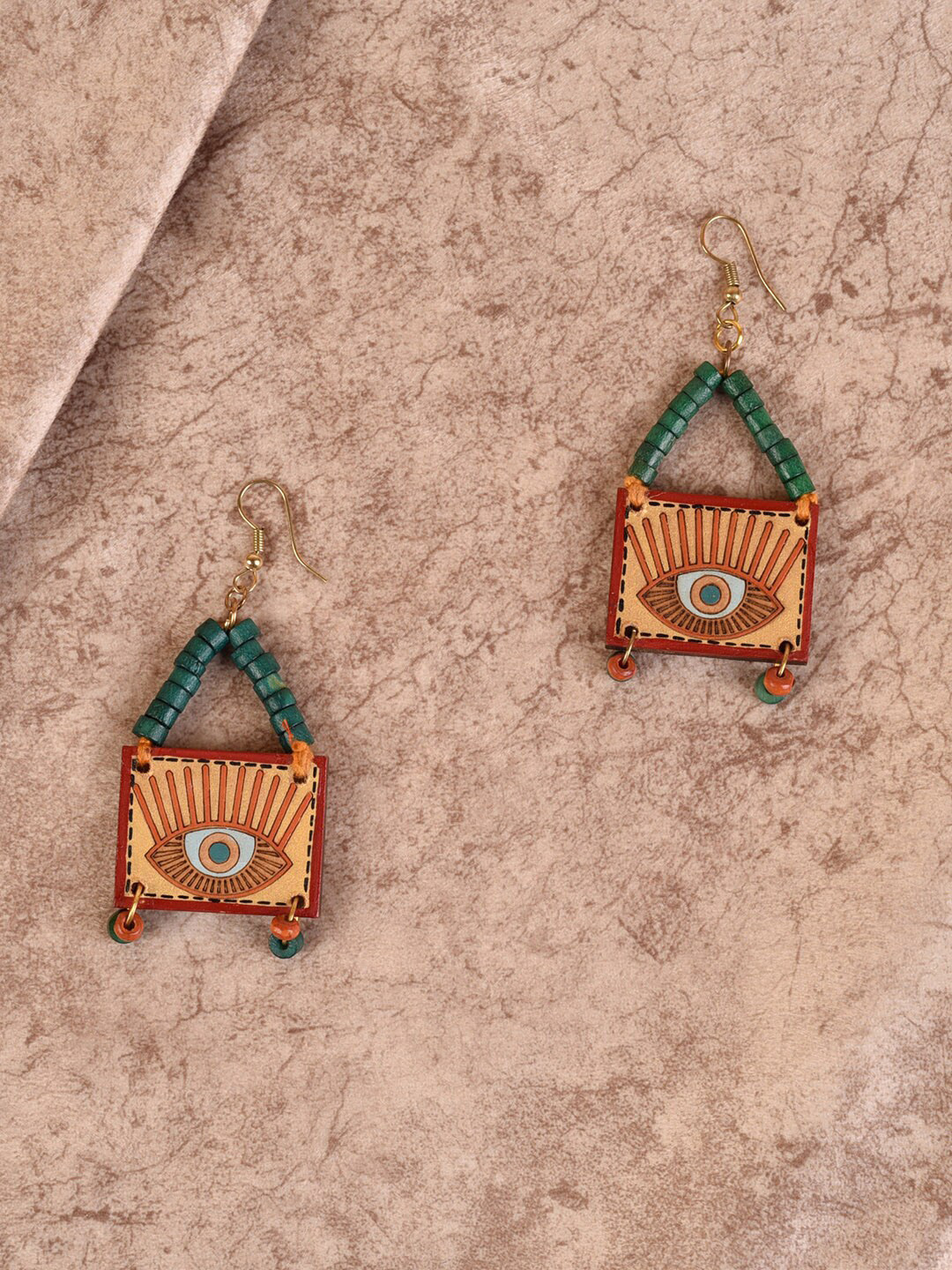 AAKRITI ART CREATIONS Women Multicolor Wooden Tribal Earrings