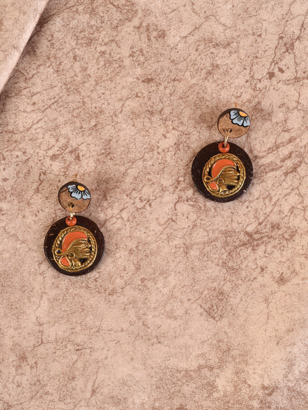 AAKRITI ART CREATIONS Woman Multicoloured Handcrafted Tribal Wooden Earrings