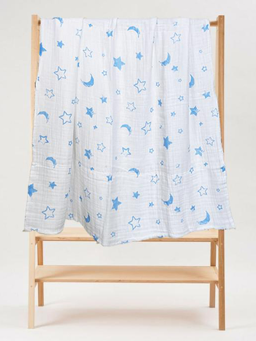 The Mom Store Cream-Coloured & Blue Geometric Mild Winter 350 GSM Single Bed Dohar