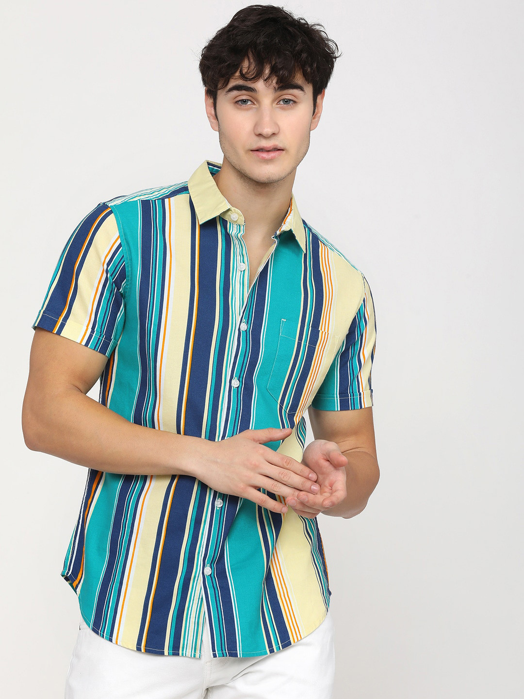 KETCH Men Cotton Slim Fit Striped Casual Shirt