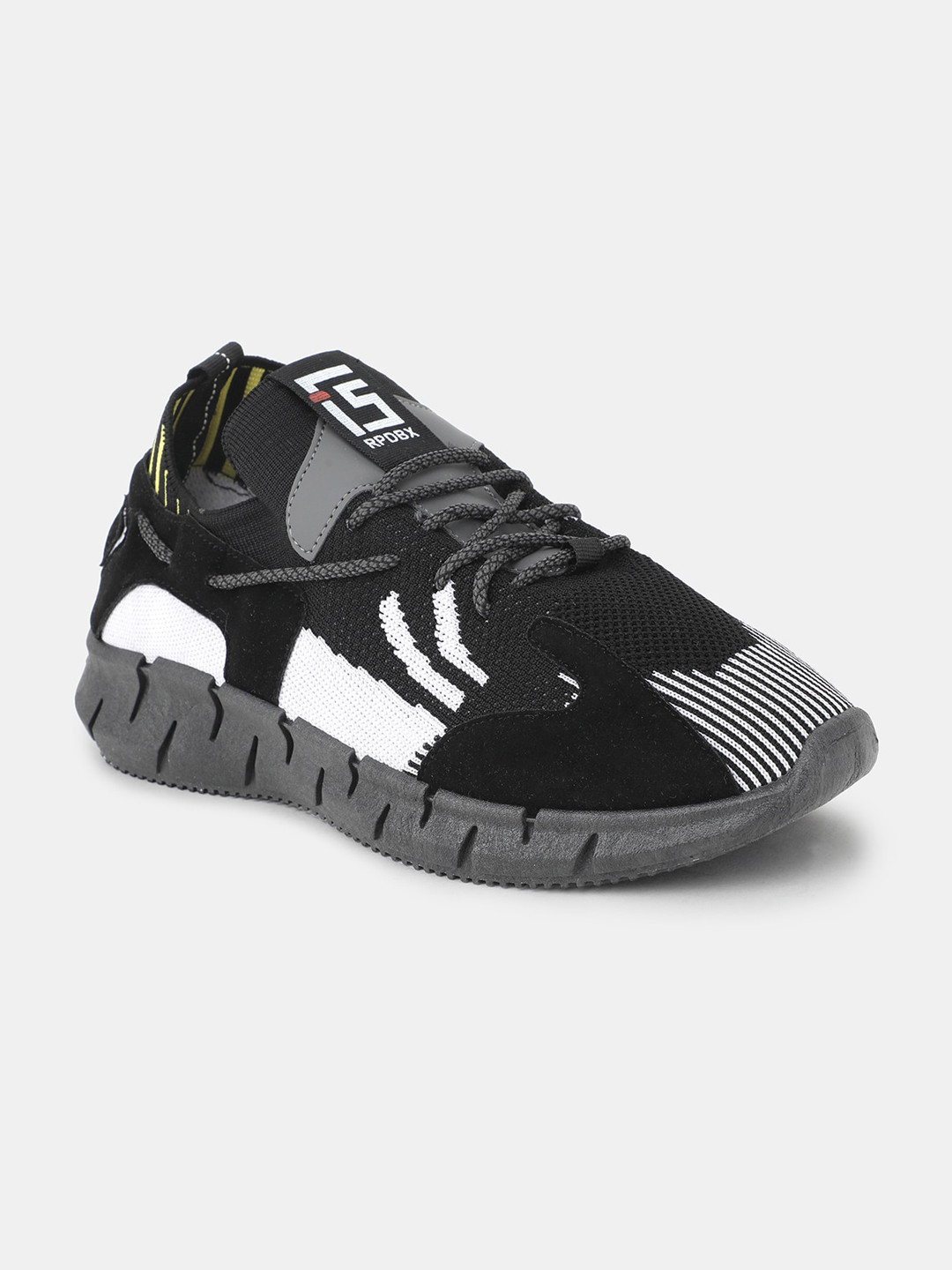 RapidBox Men Black Woven Design Sneakers