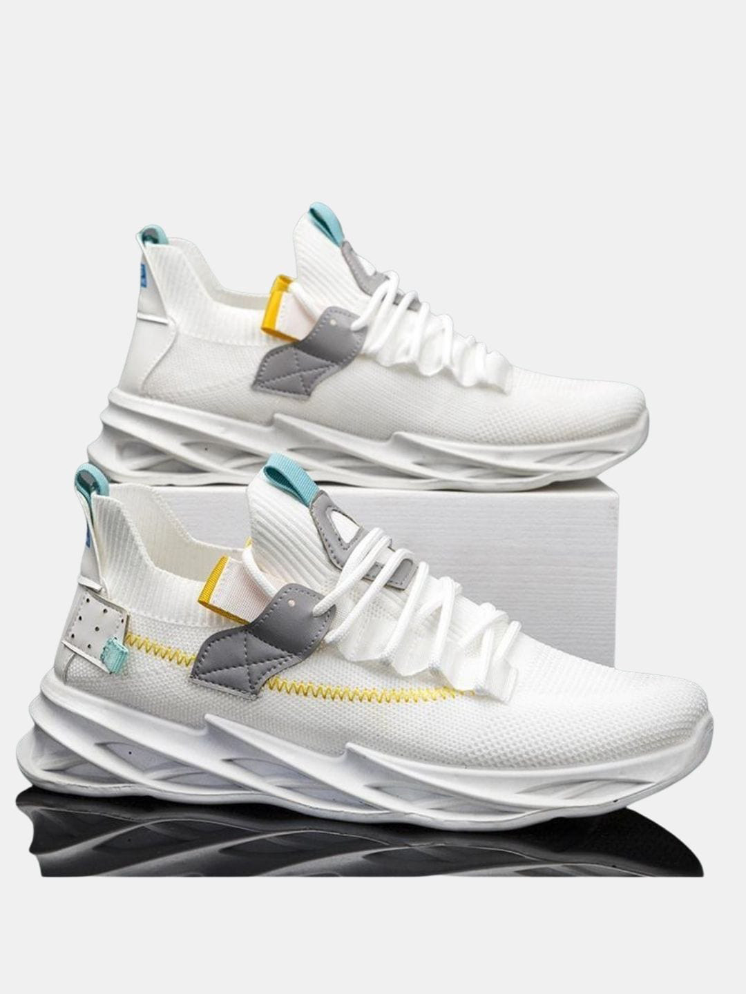 RapidBox Men White Woven Design Sneakers