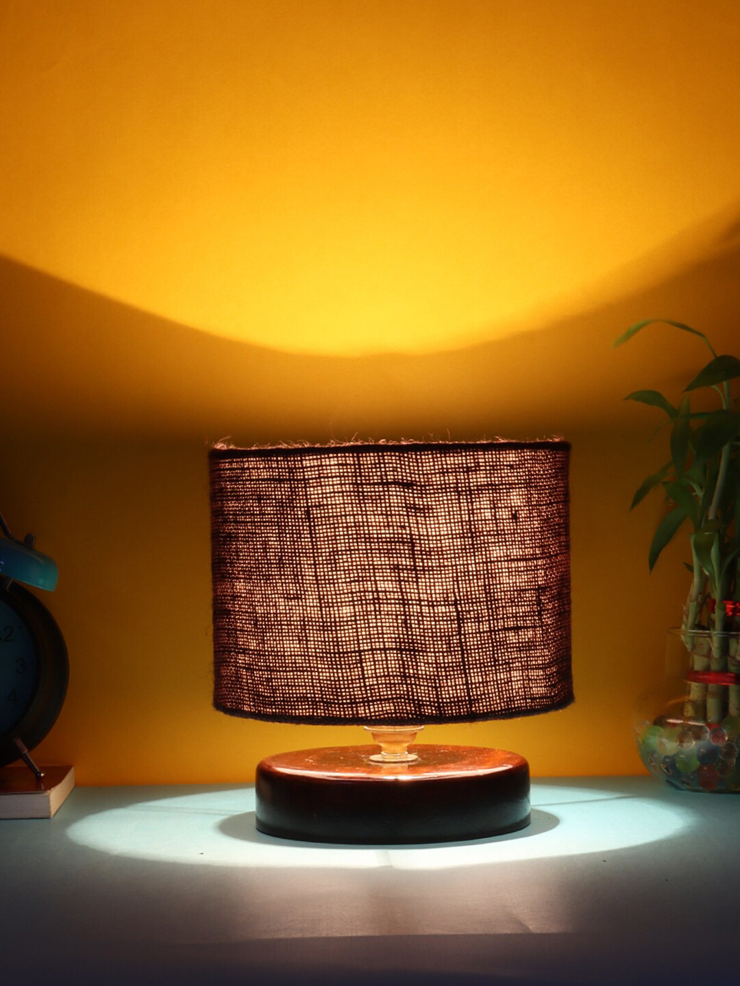Devansh Brown Jute Table Lamp with Shade