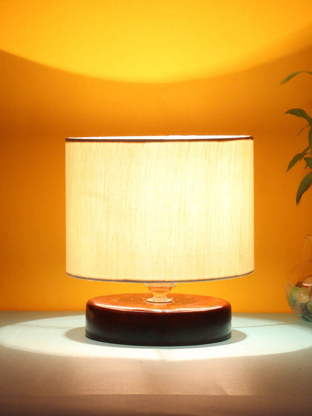 Devansh Off-White Traditional Table Lamp with Shade