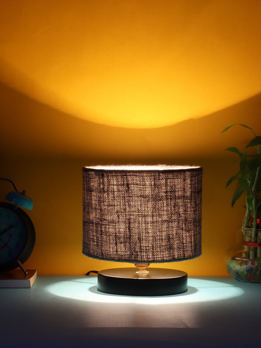 Devansh Grey Jute Table Lamp With Iron Base